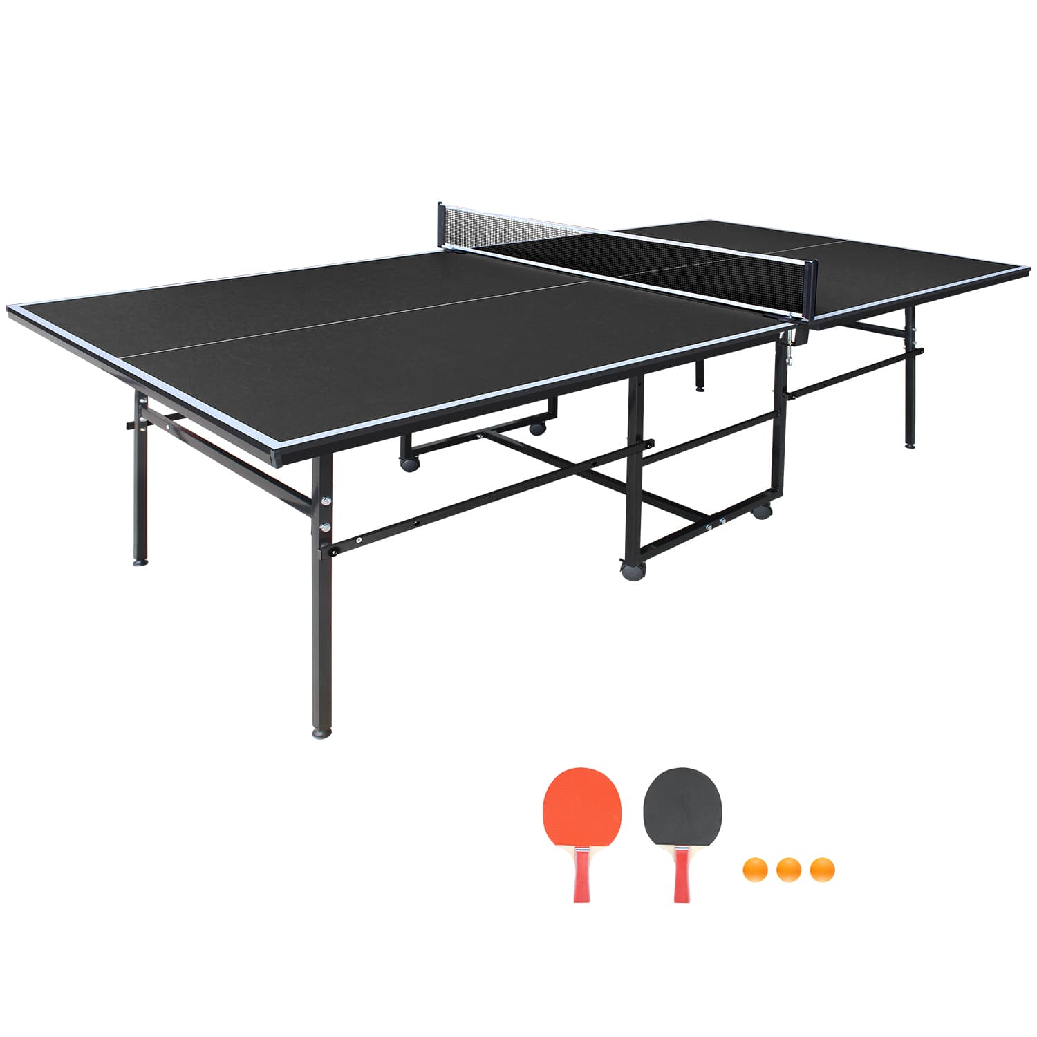9x4.1ft Black Mid-Size Table Tennis Table Foldable image 1