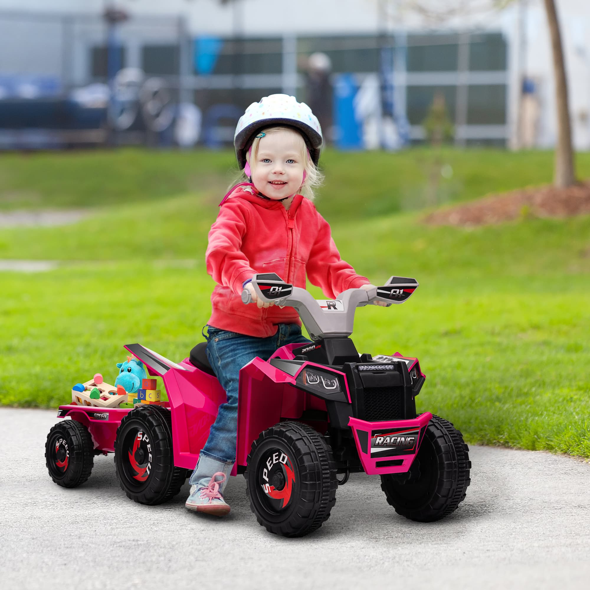 6V Electric Toy Car with Back Trailer image 1