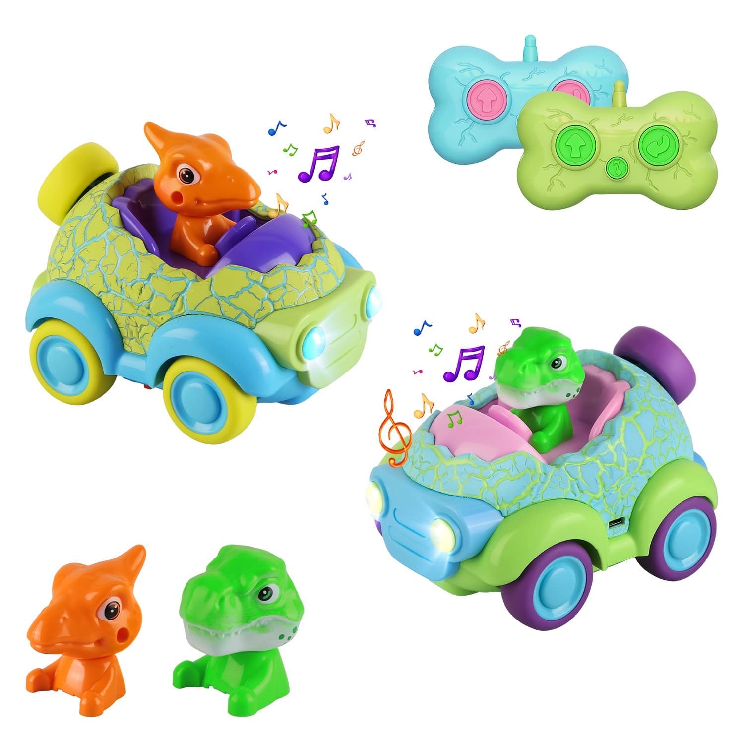 2Pack Dinosaur Remote Control Cars For Toddlers image 1