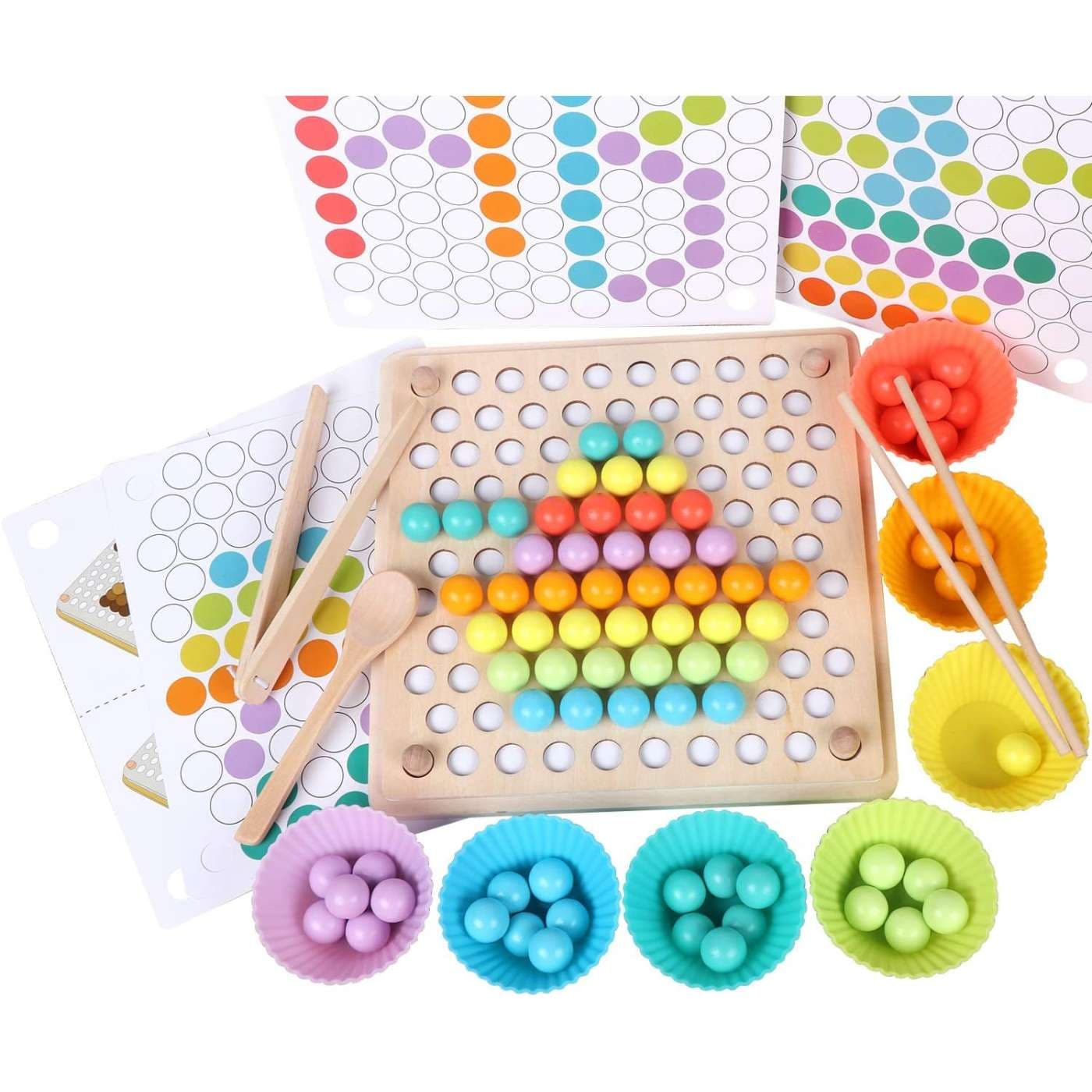 Wooden Peg Board Beads Game, Learning Montessori image 1