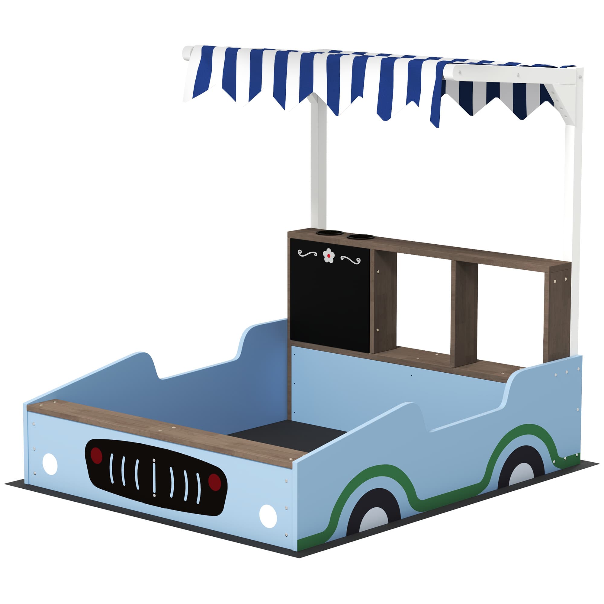 Kids Wooden Sandbox With Canopy With Bench image 1