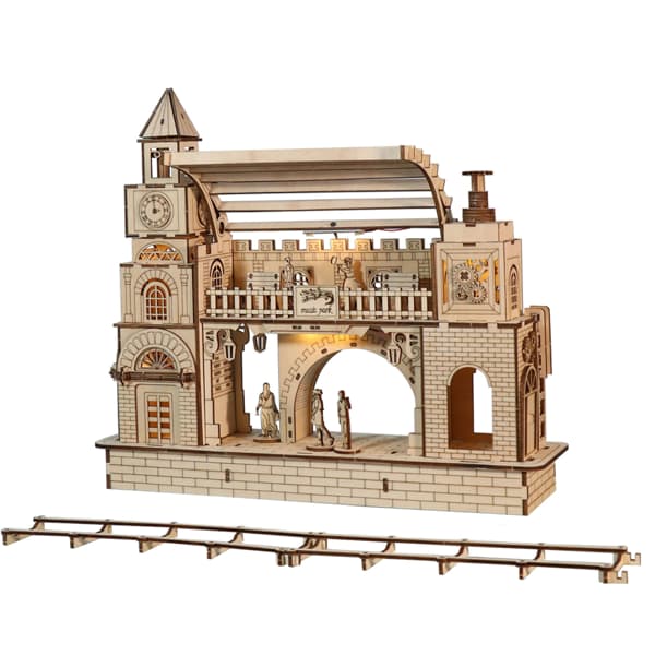3D Wooden Puzzle Railway Station Model Kits image 1
