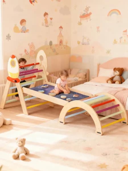 7-In-1 Foldable Baby Climbing Wooden Toys Triangle