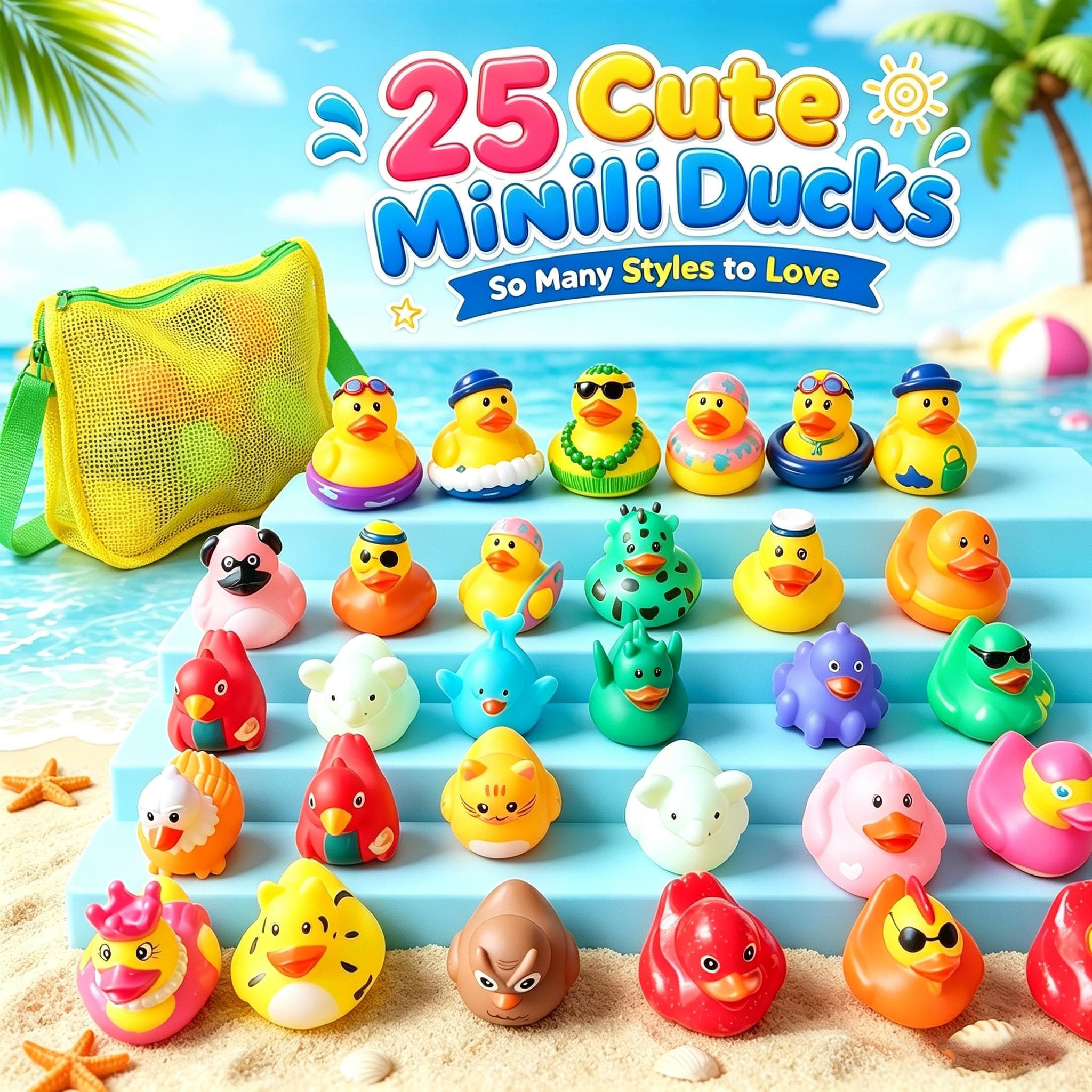 Assorted Cute Mini Rubber Ducks Squeaky Bath