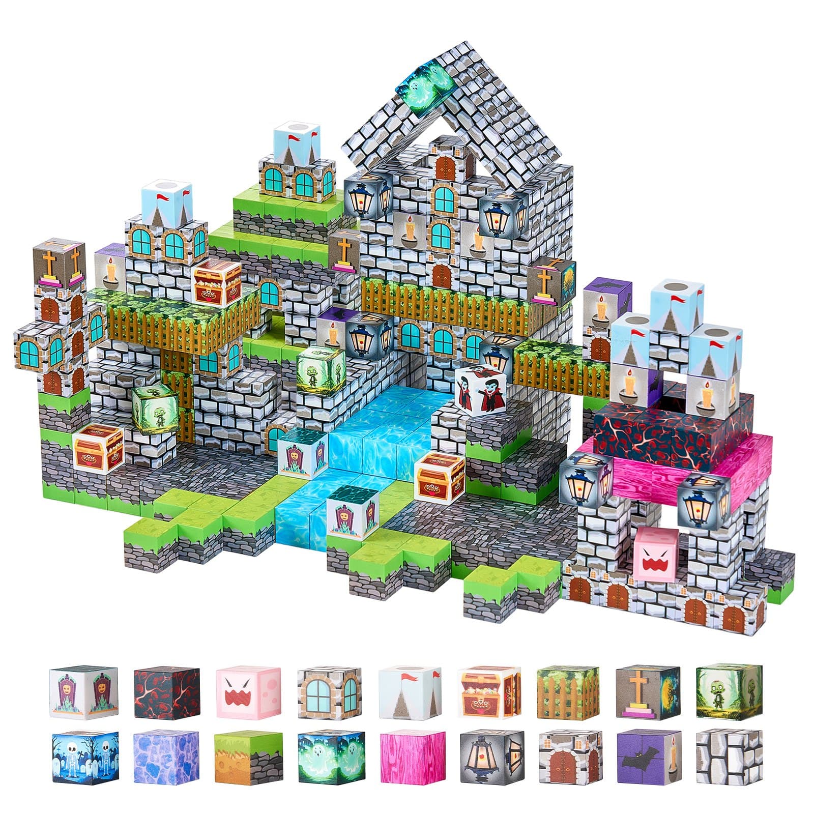 Magnetic Blocks 100 PCS Cemetery Zombies Set image 2
