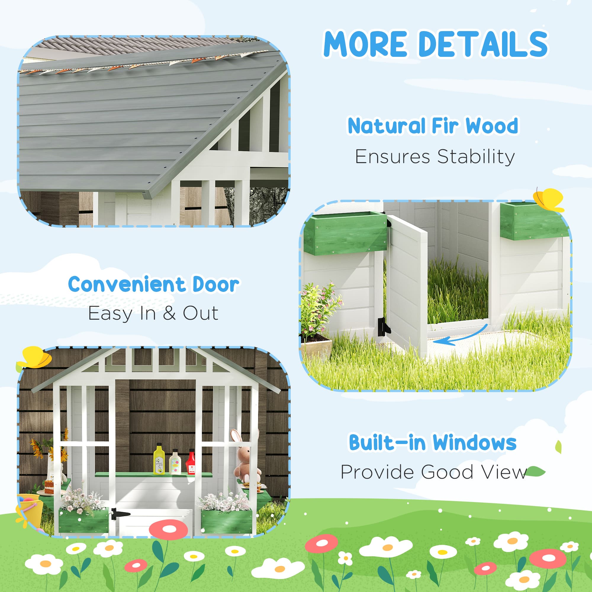Kids Wooden Playhouse, Outdoor Garden Games Cottage image 5