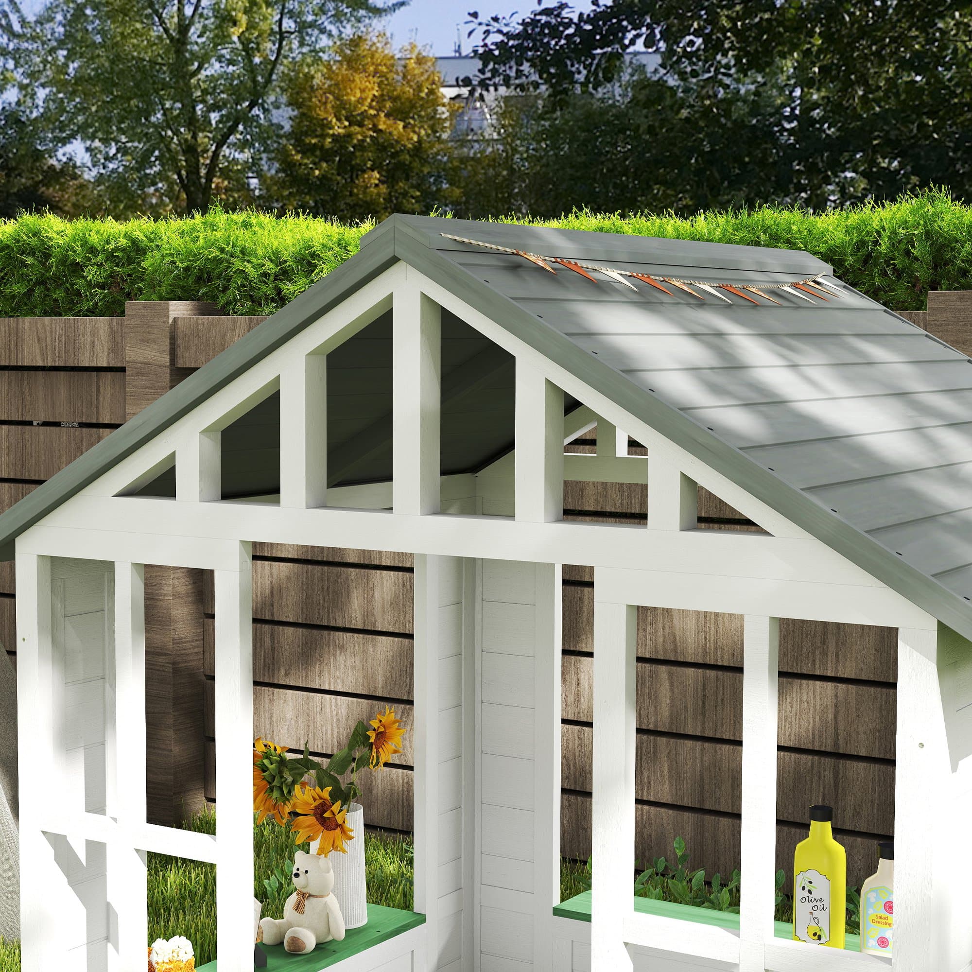 Kids Wooden Playhouse, Outdoor Garden Games Cottage image 8