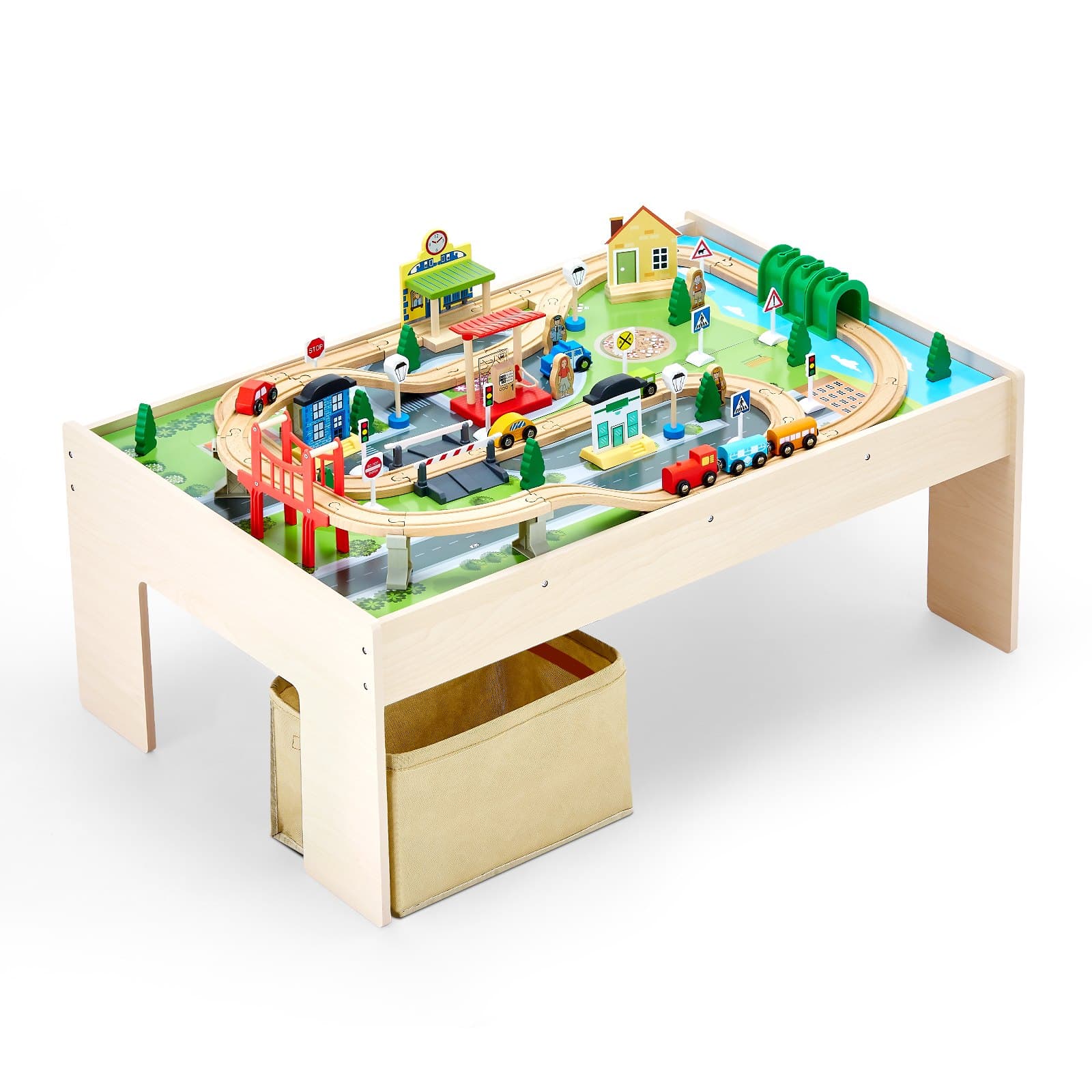 Train Table 84 Pieces Wooden Kids Activity image 2