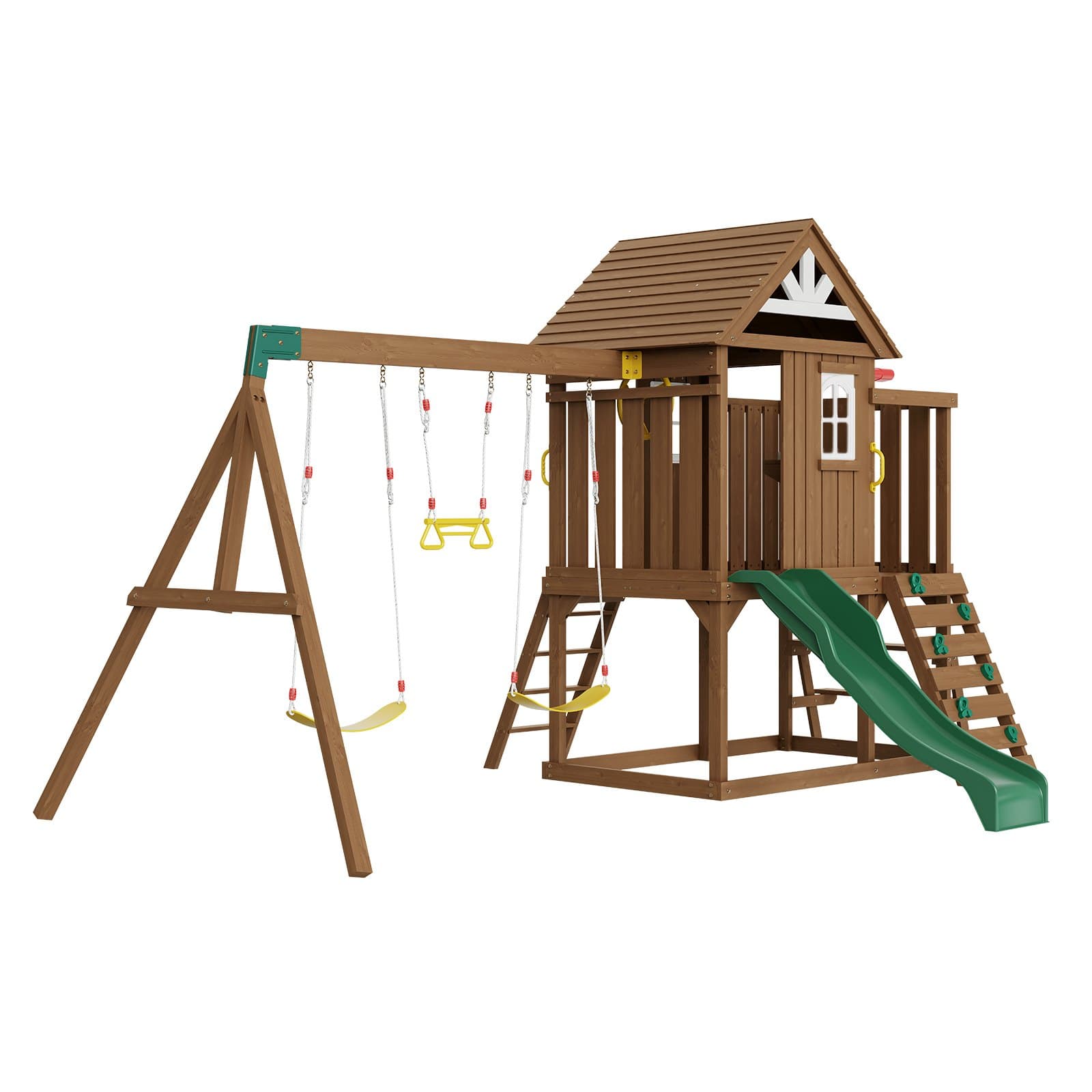 Wooden Swing Set, 9 IN 1 Outdoor image 2