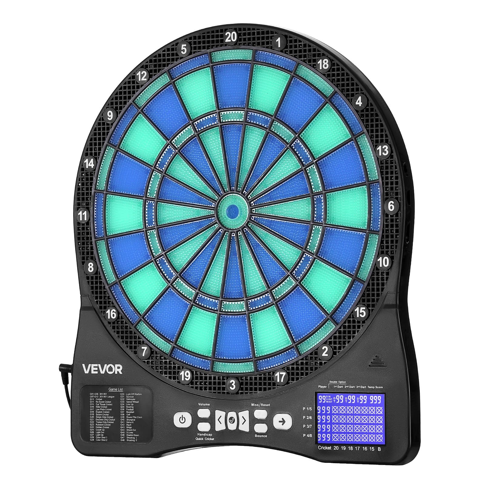 Electronic Dart Board, LED-Illuminated Target Dartboard With image 2