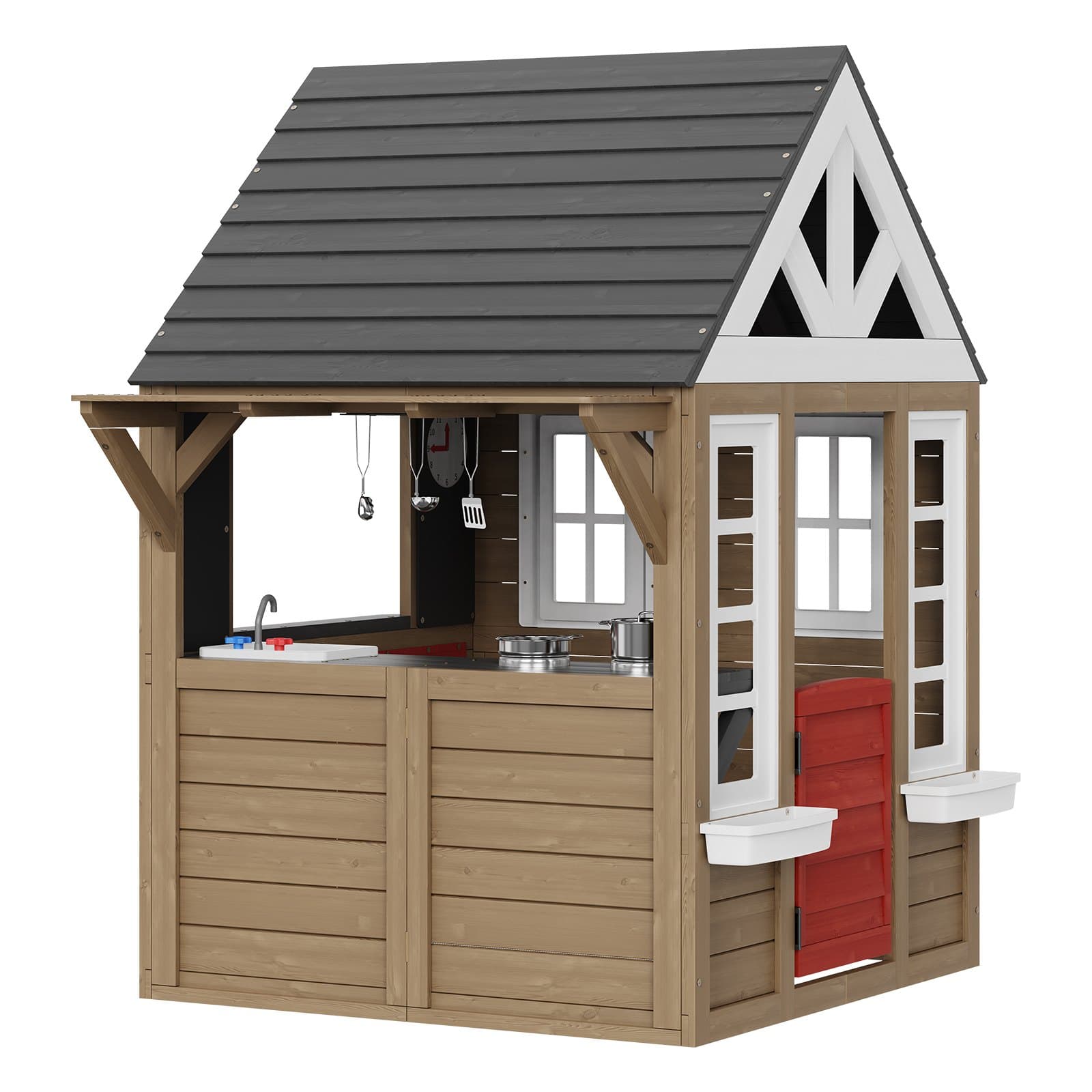 Outdoor Wooden Playhouse Kids Garden Games Cottage image 2