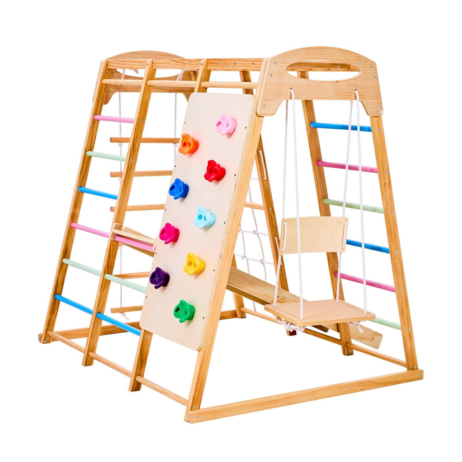 Indoor Playground Jungle Gym, 7-in-1 Wooden Indoor image 2
