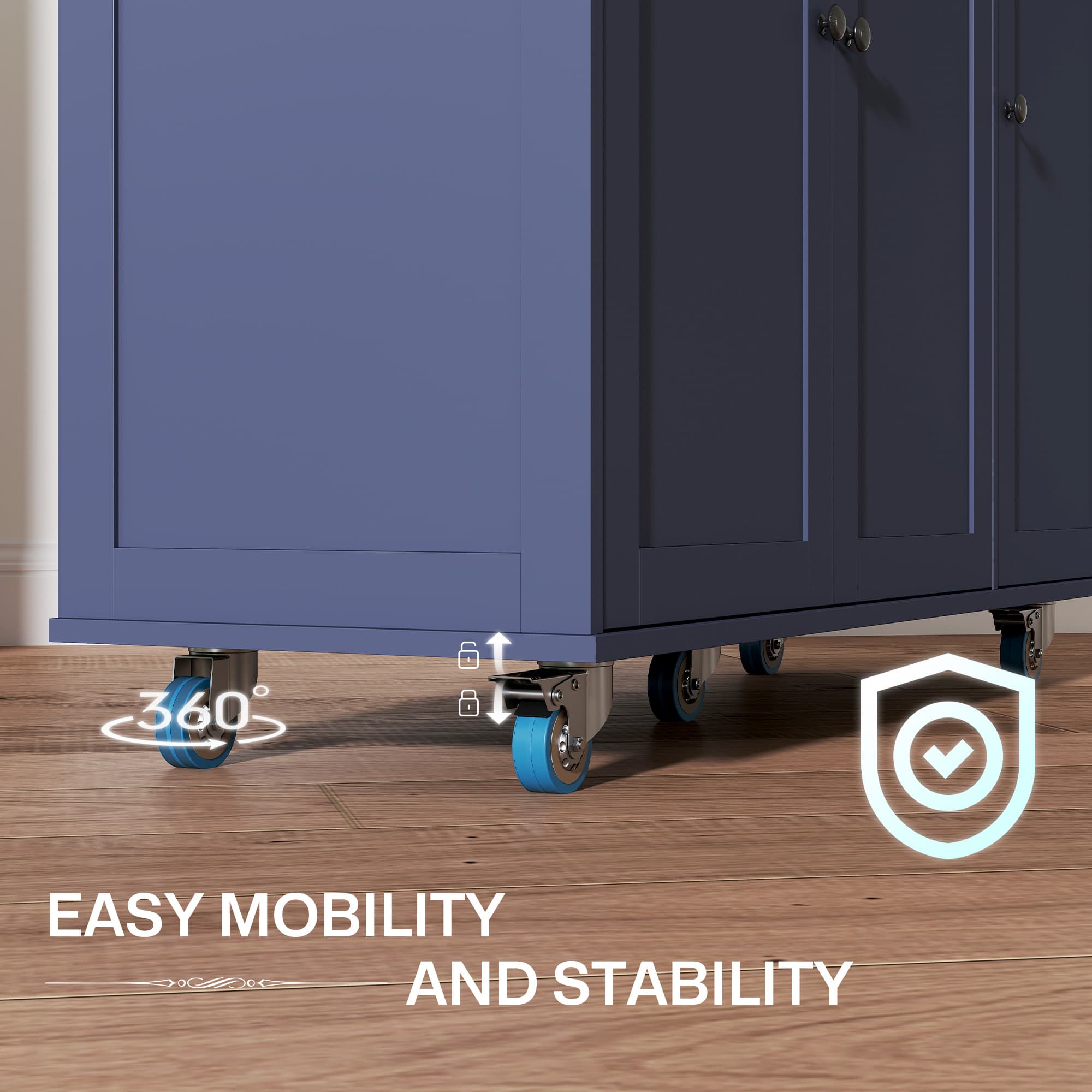 Kitchen Island on Wheels with Drop Leaf image 7