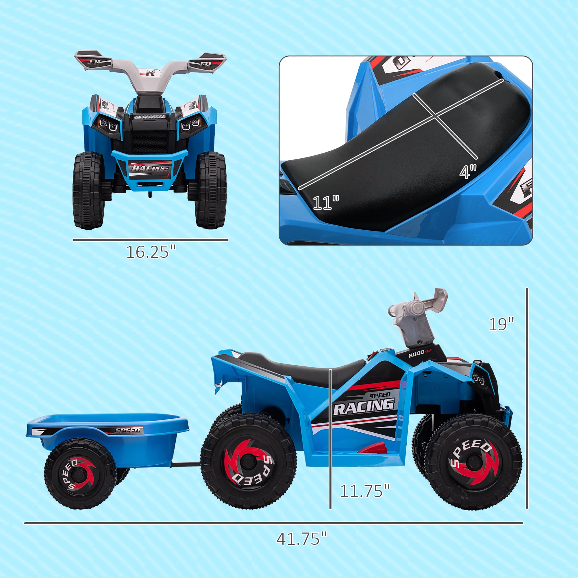 6V Electric Toy Car with Back Trailer image 3