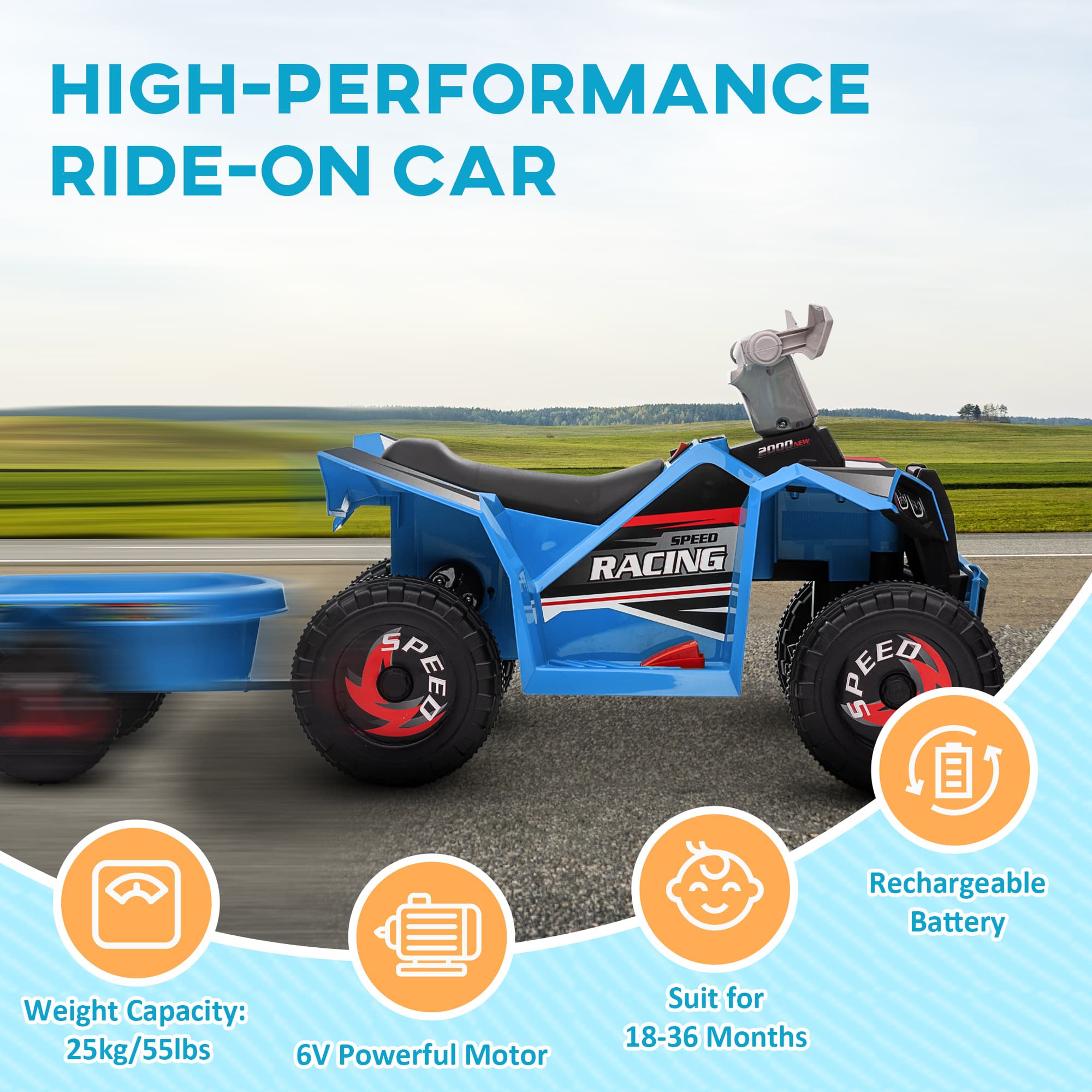 6V Electric Toy Car with Back Trailer image 6