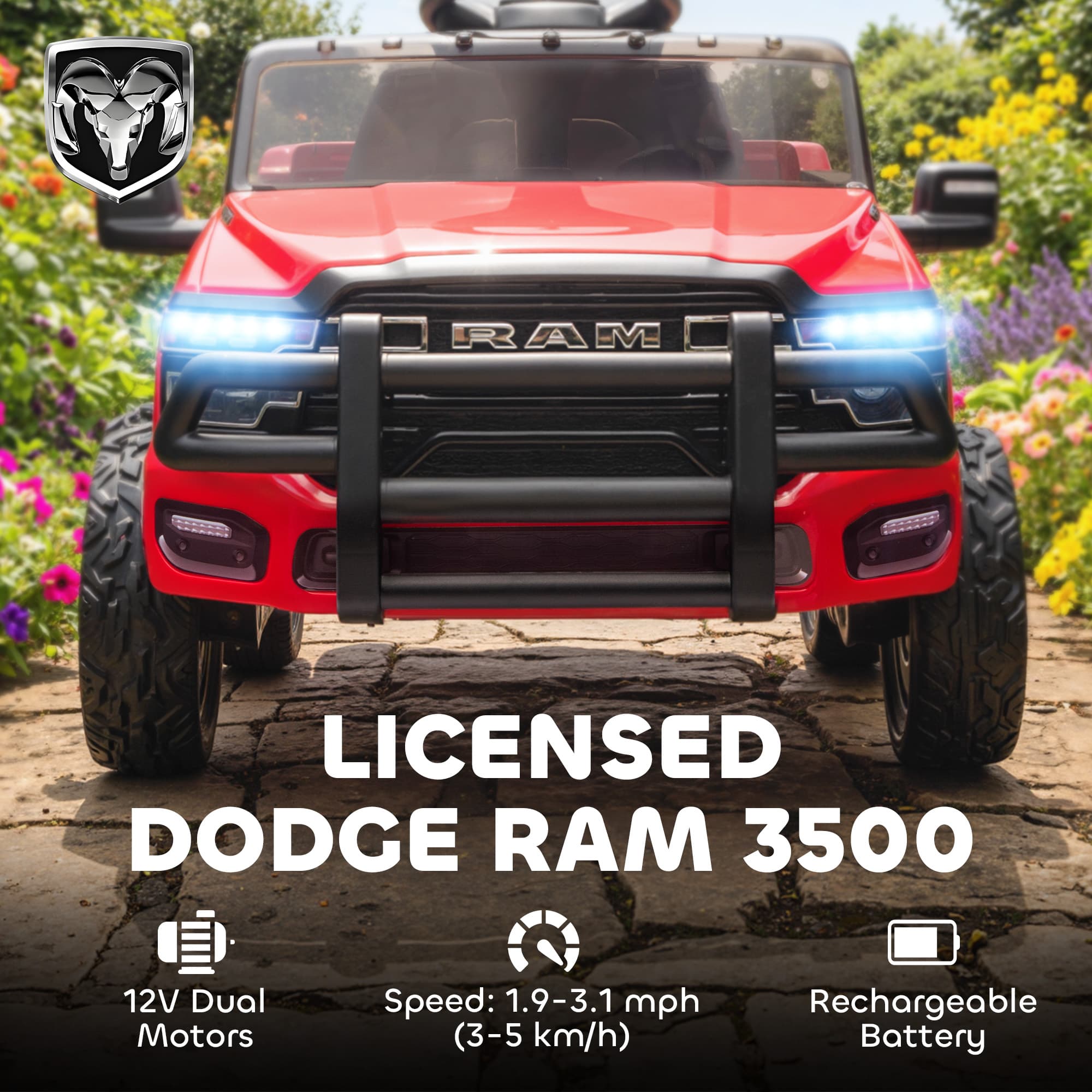 12V Kids Ride on Car, Licensed Dodge image 4
