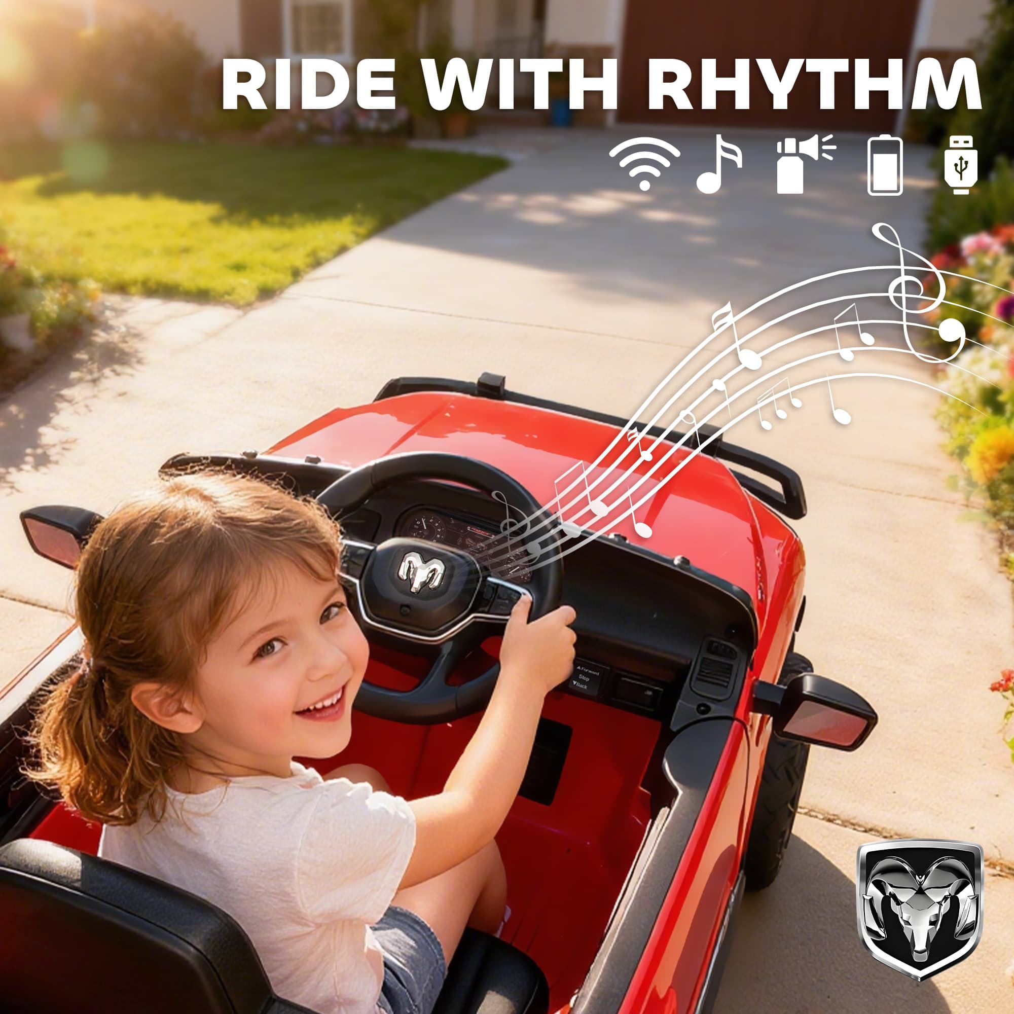 12V Kids Ride on Car, Licensed Dodge image 7