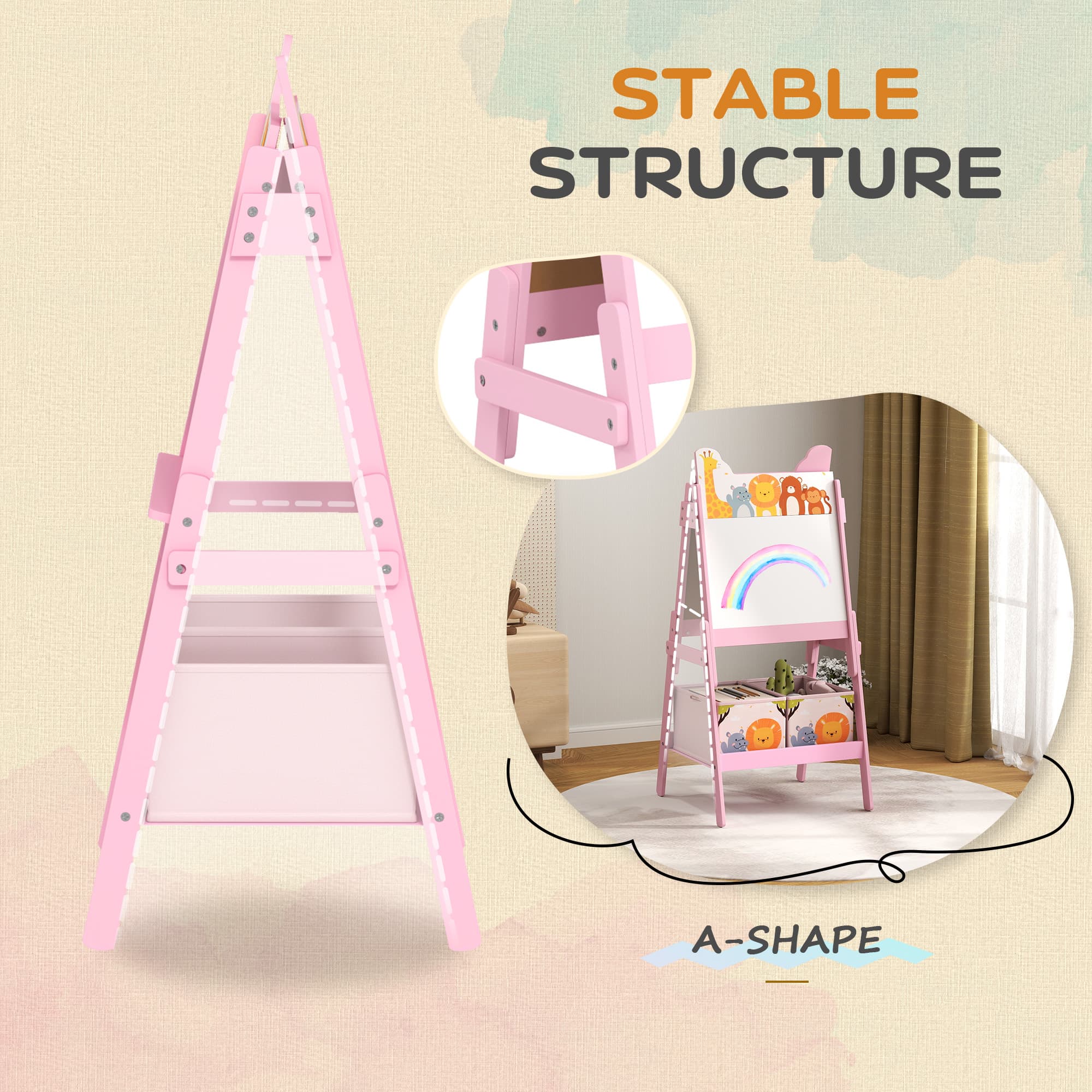 Doubel-Sided Easel for Kids w/ Whiteboard, Chalkboard image 7