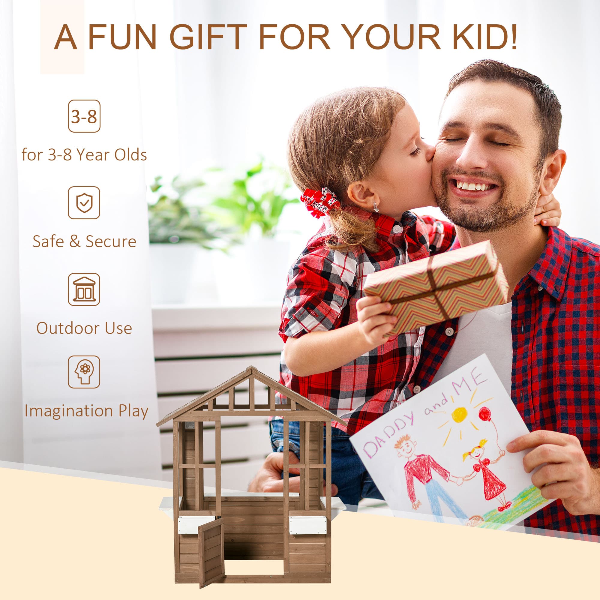 Kids Wooden Playhouse, Outdoor Garden Games Cottage image 4