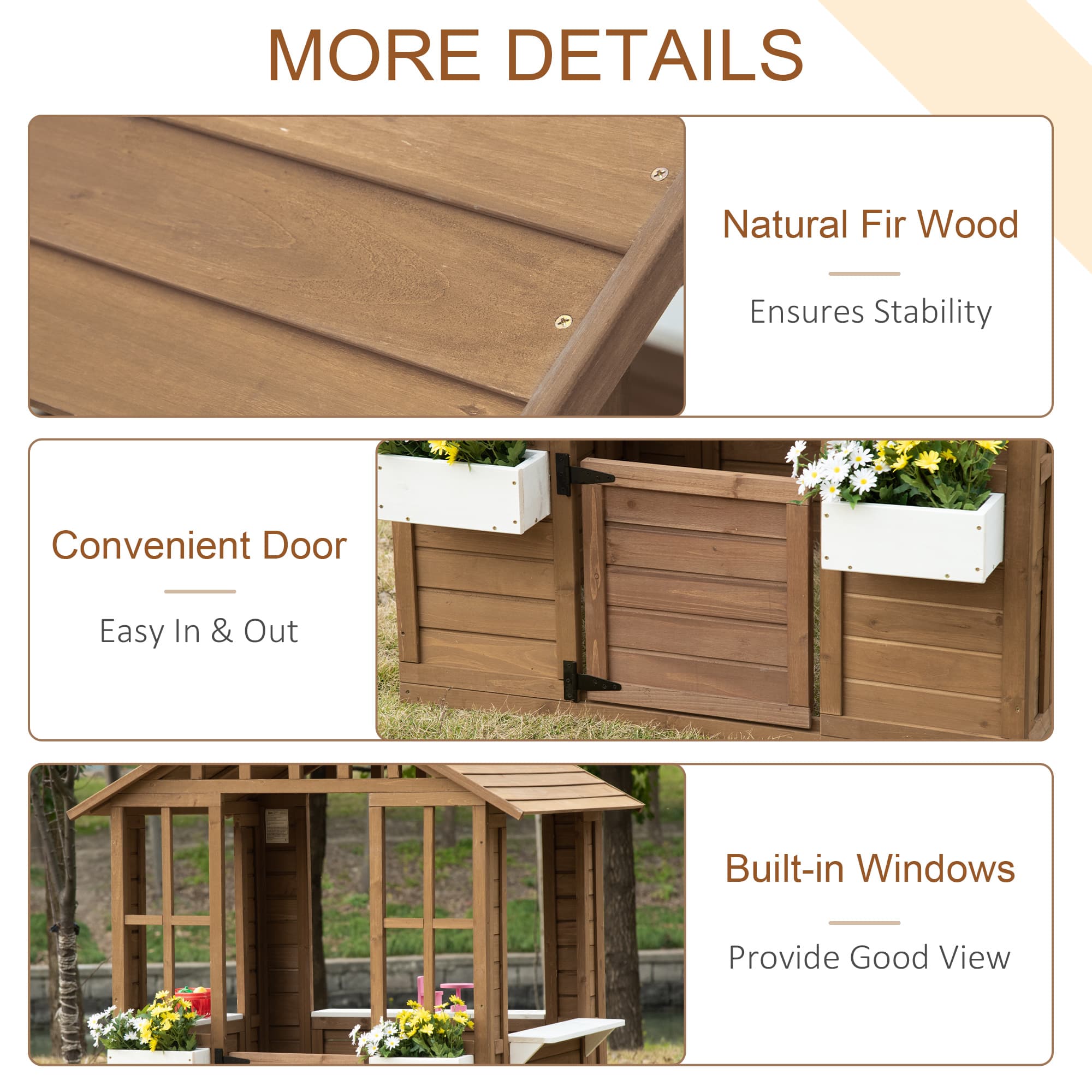 Kids Wooden Playhouse, Outdoor Garden Games Cottage image 6