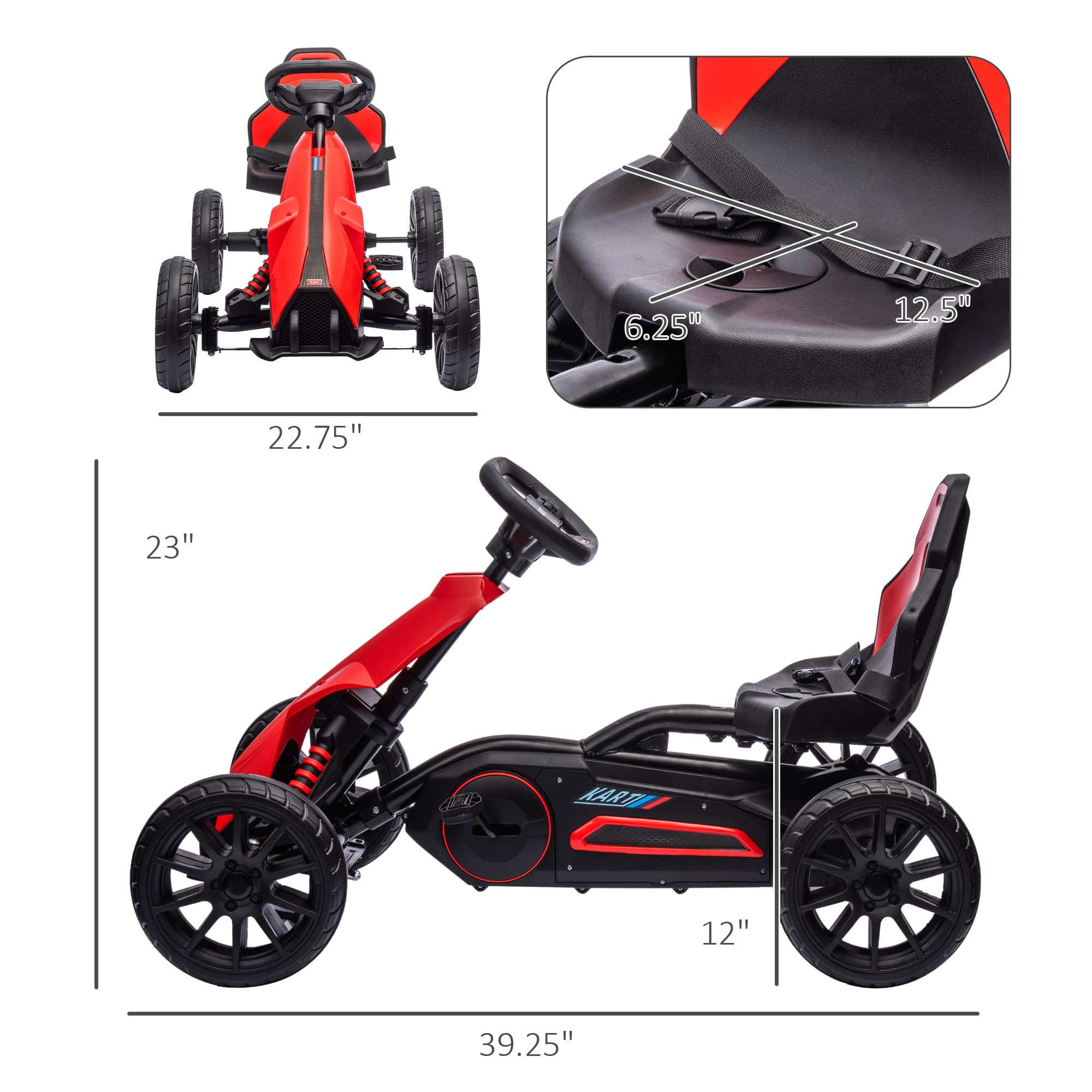 Kids Pedal Go Kart W/ Adjustable Seat image 3