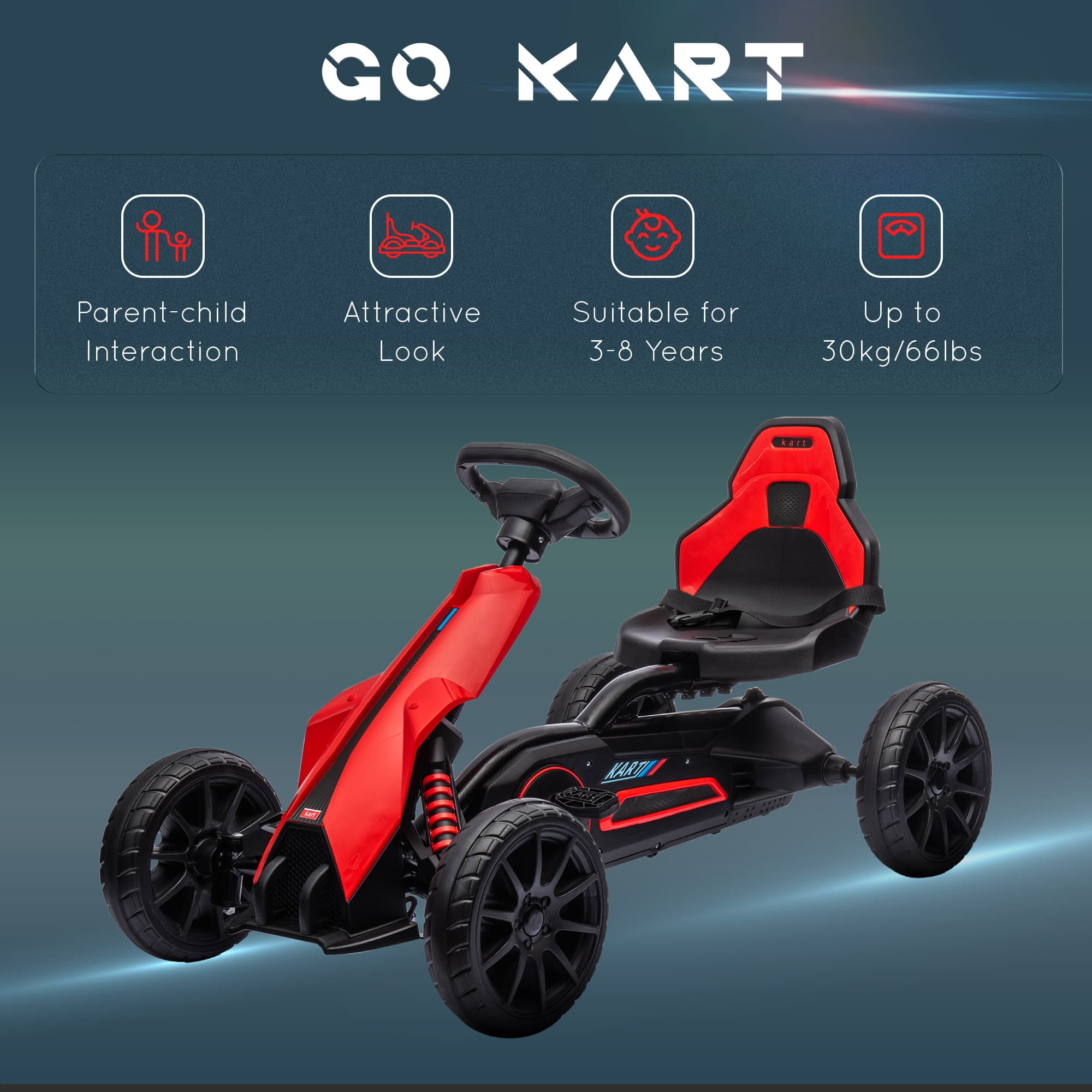Kids Pedal Go Kart W/ Adjustable Seat image 7