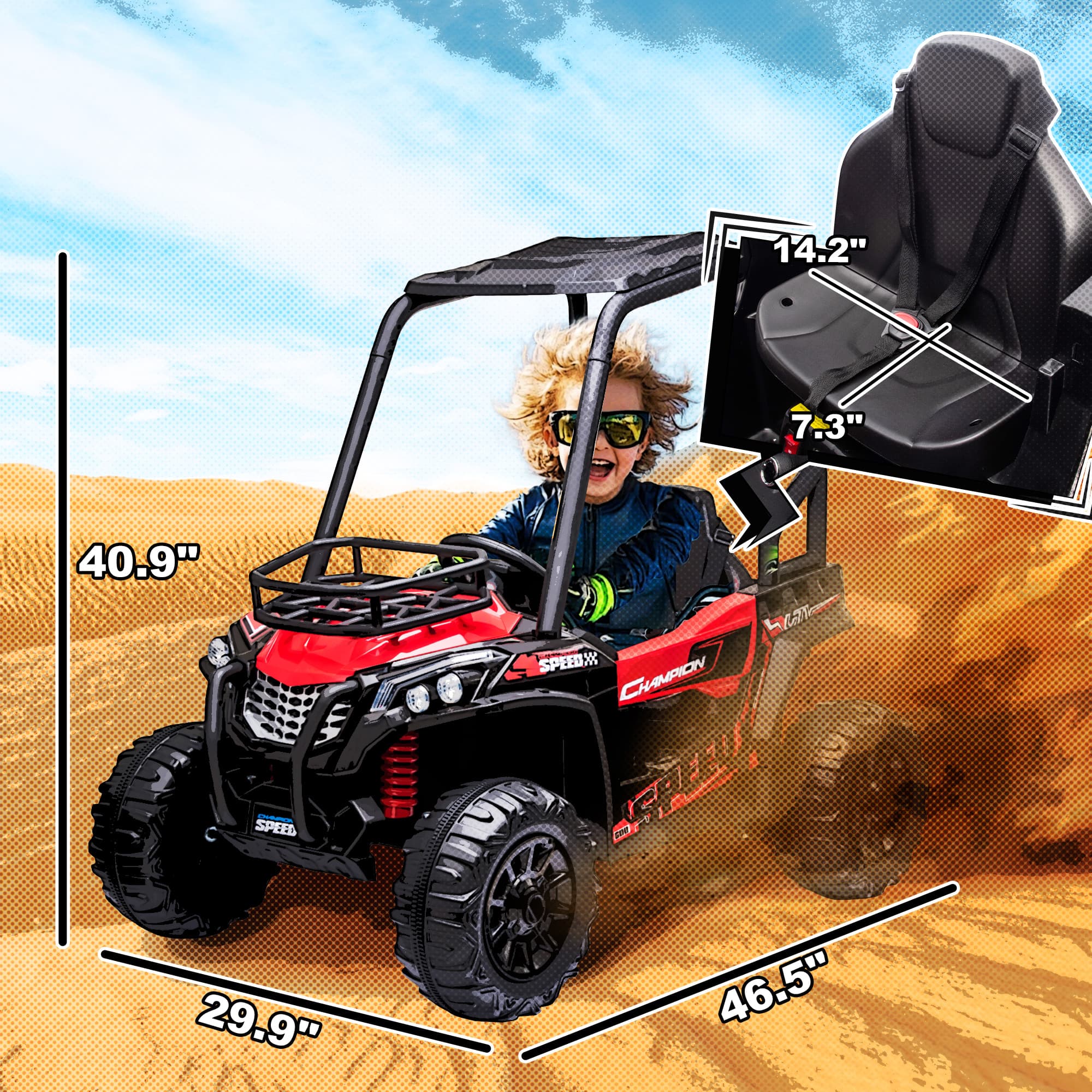 12V Kids UTV with Music, Lights, MP3/USB image 3