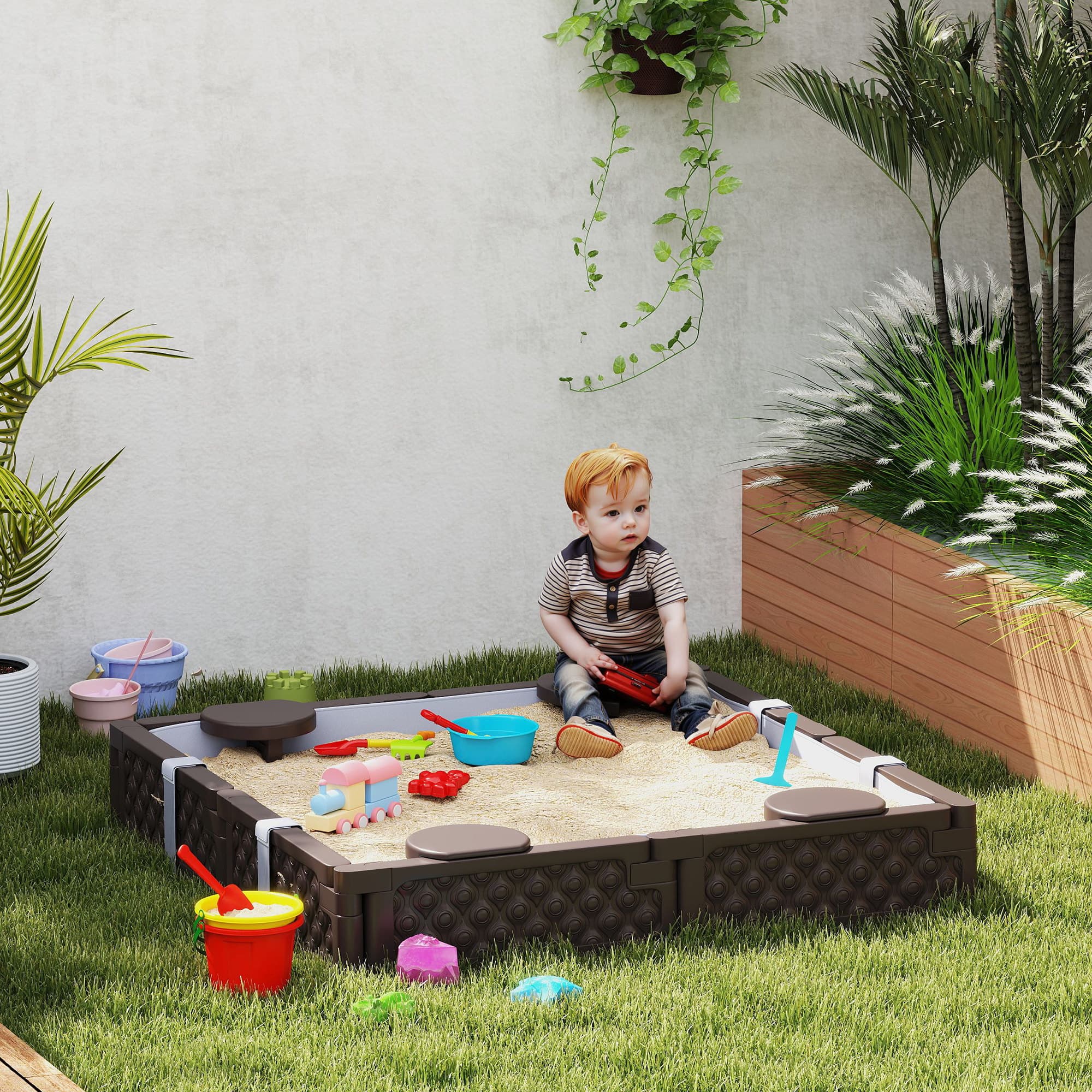 Kids Sandbox with Cover, 4 Corner Seats image 2