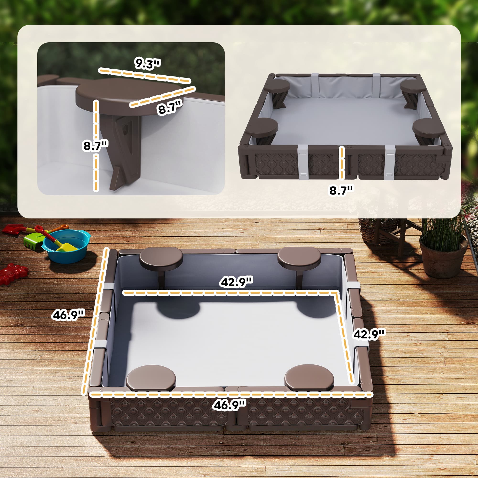 Kids Sandbox with Cover, 4 Corner Seats image 3