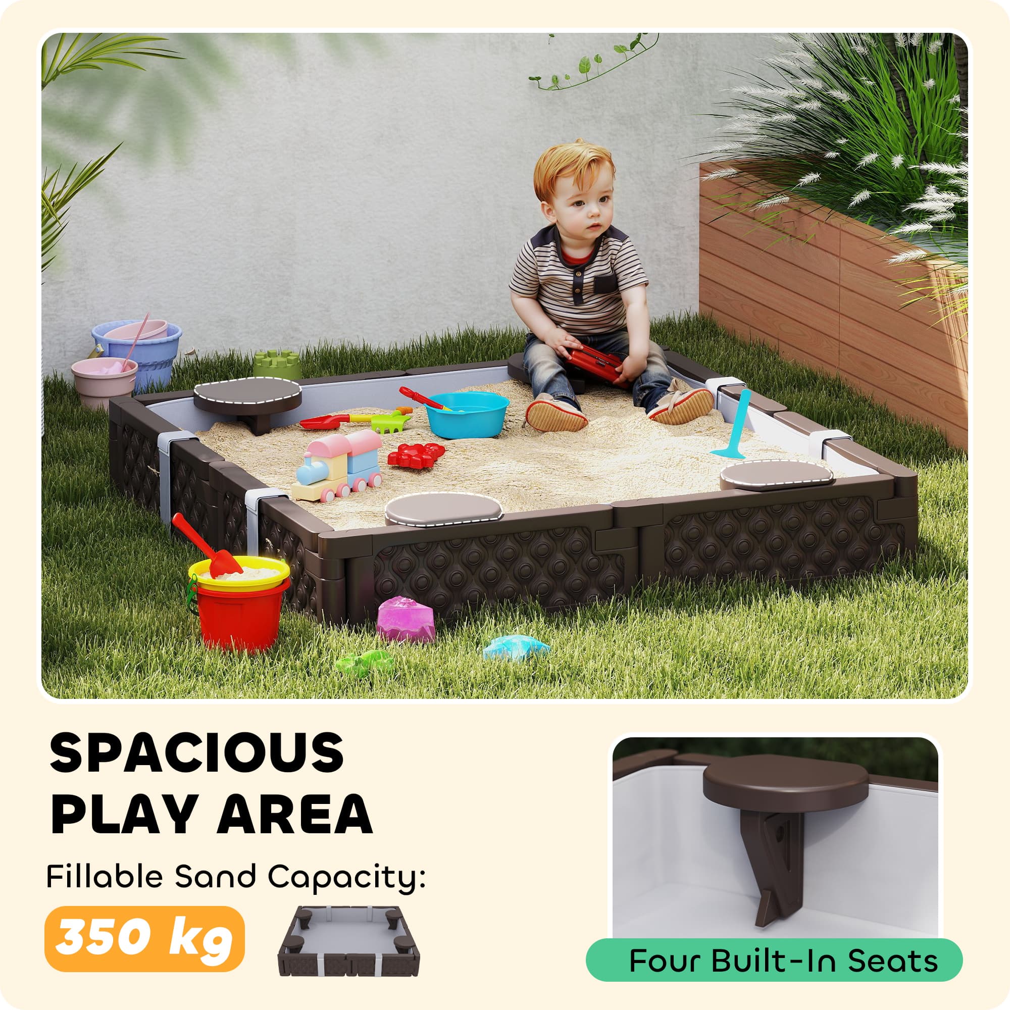 Kids Sandbox with Cover, 4 Corner Seats image 4
