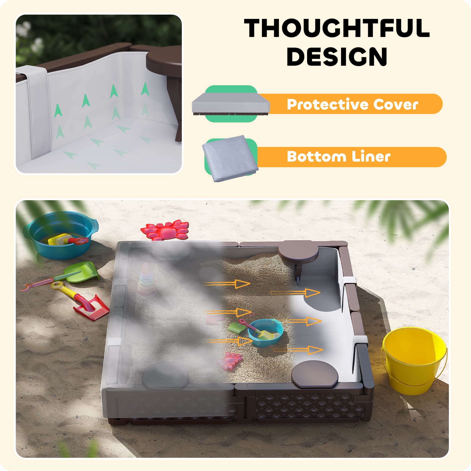 Kids Sandbox with Cover, 4 Corner Seats image 5