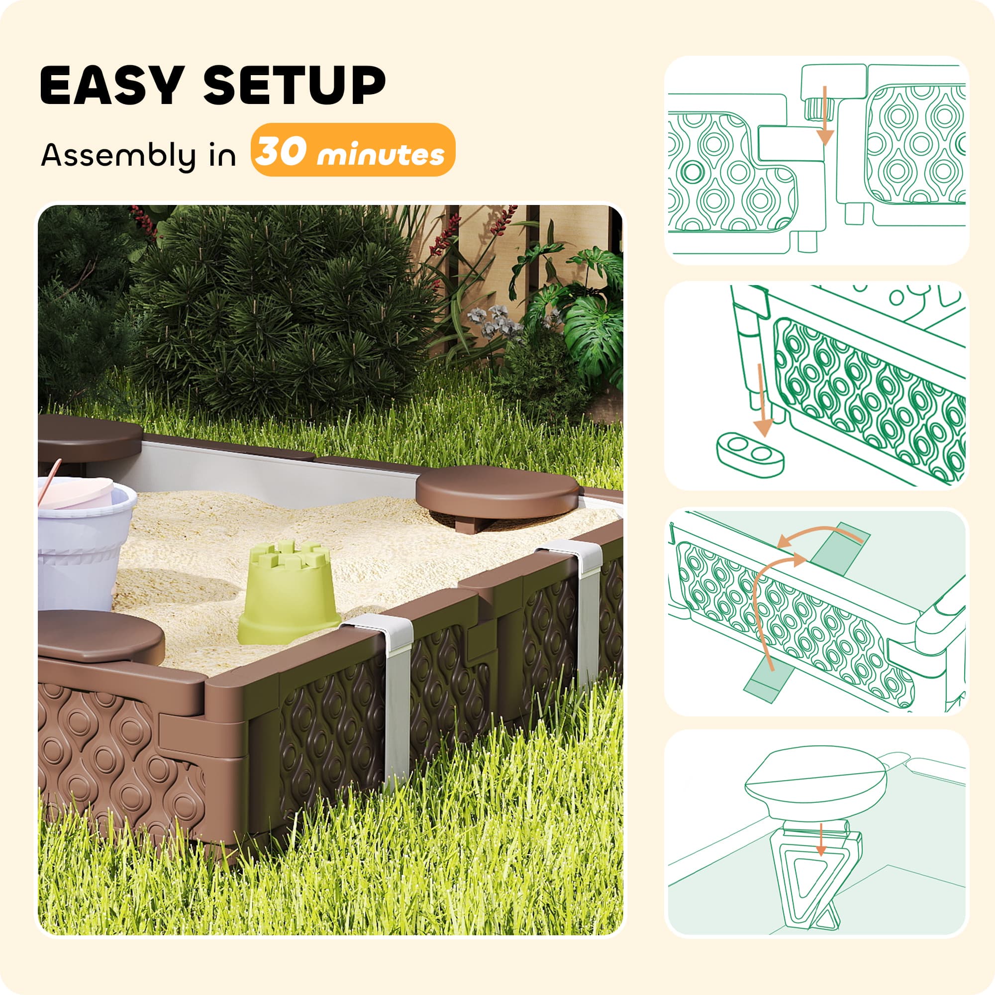 Kids Sandbox with Cover, 4 Corner Seats image 6