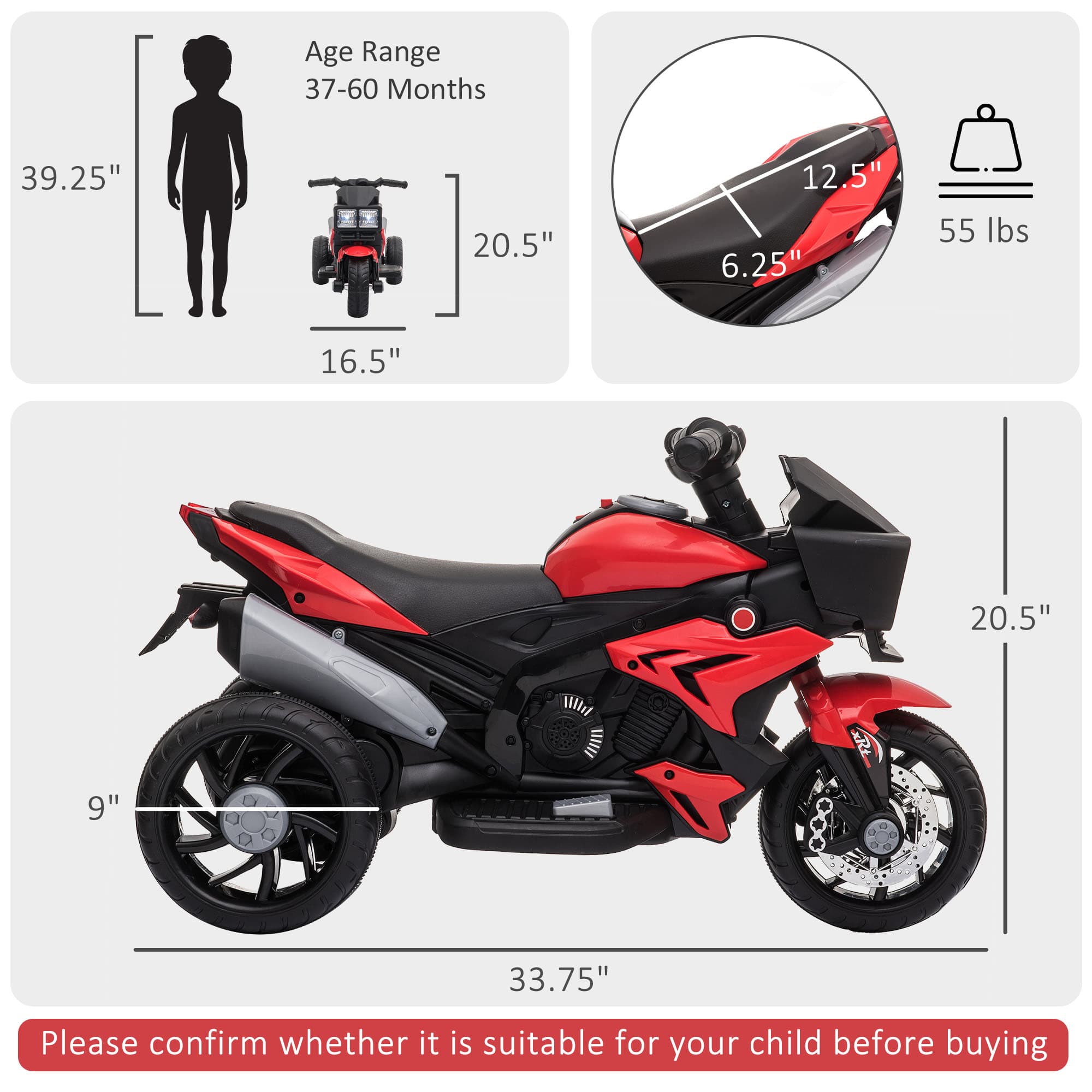 6V Kids Motorcycle Toddler Ride-on Toy, High-Traction image 3