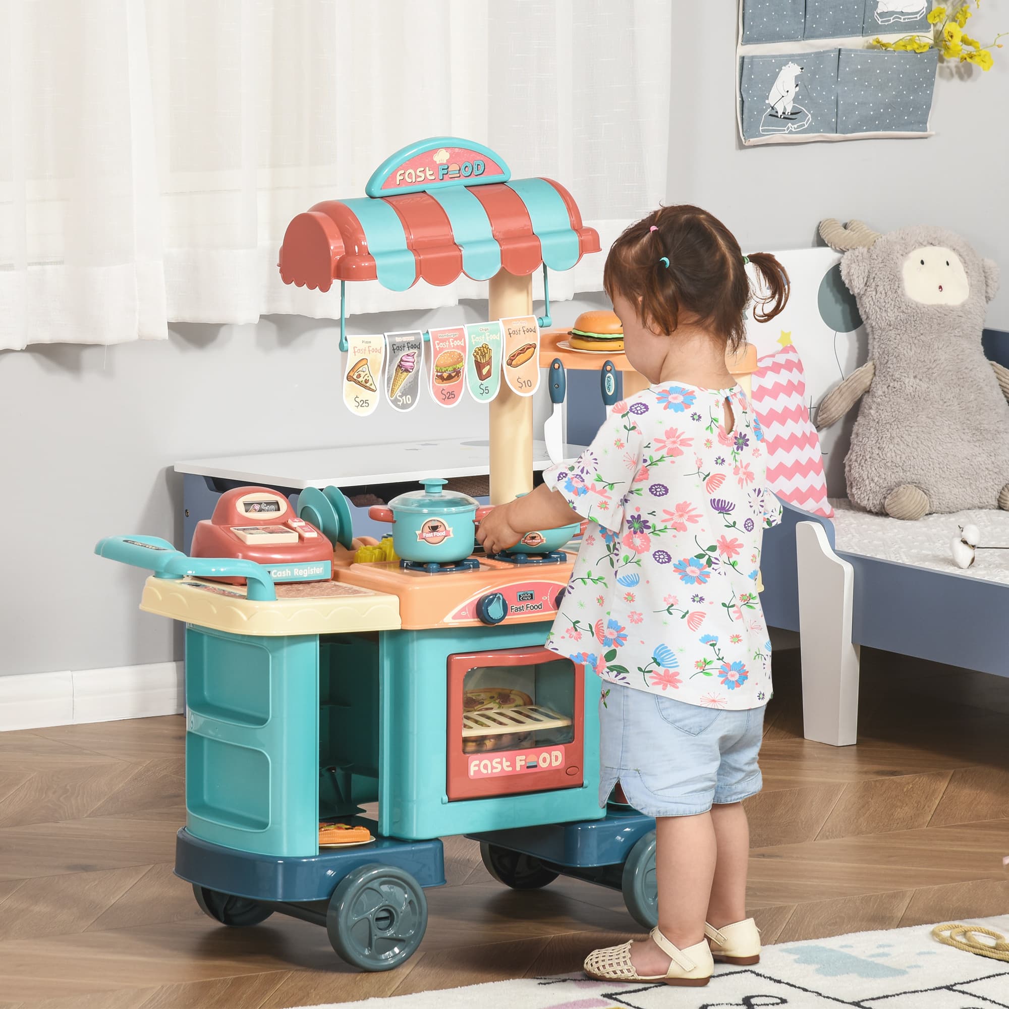 Kids Kitchen Food Stand with Play Food image 2