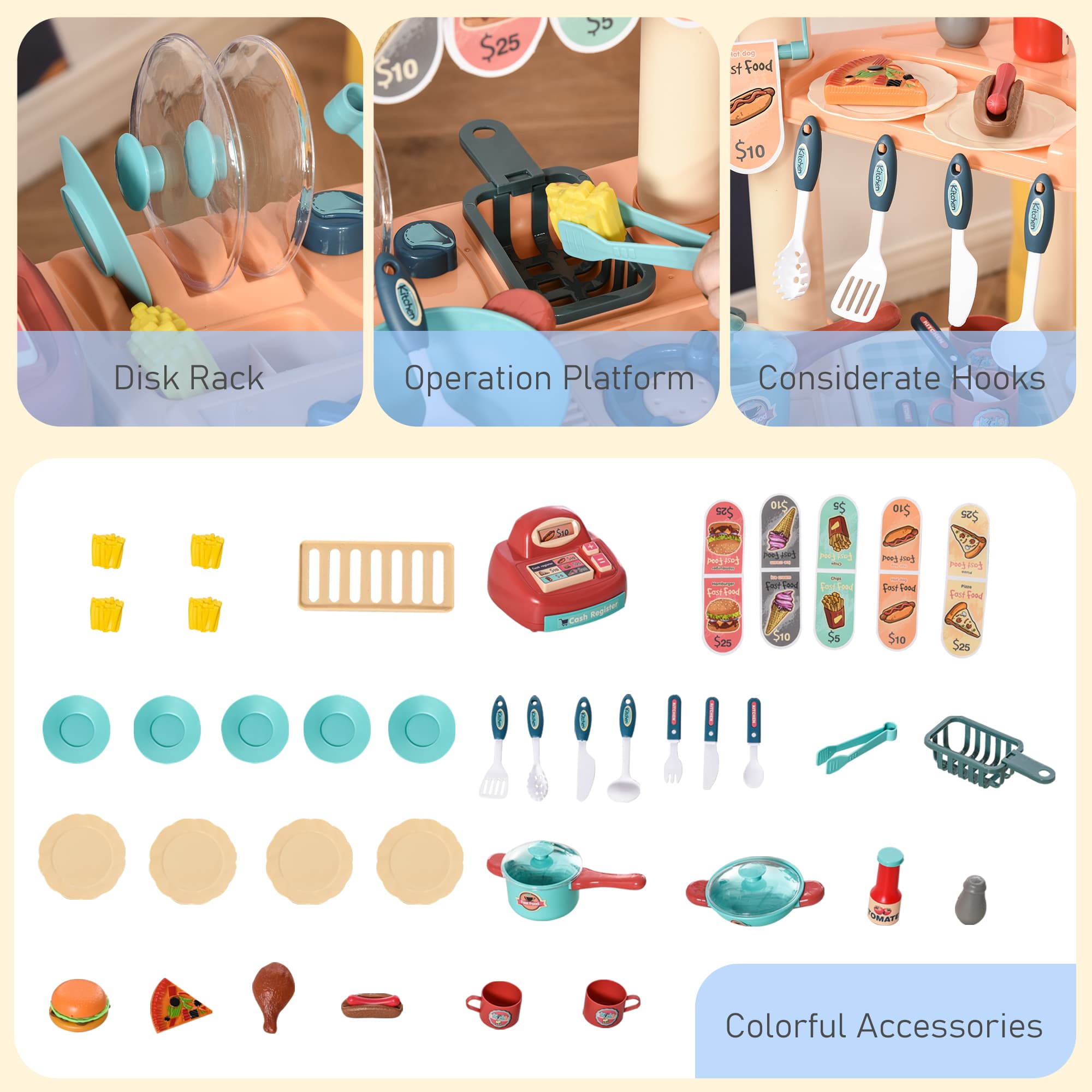 Kids Kitchen Food Stand with Play Food image 4