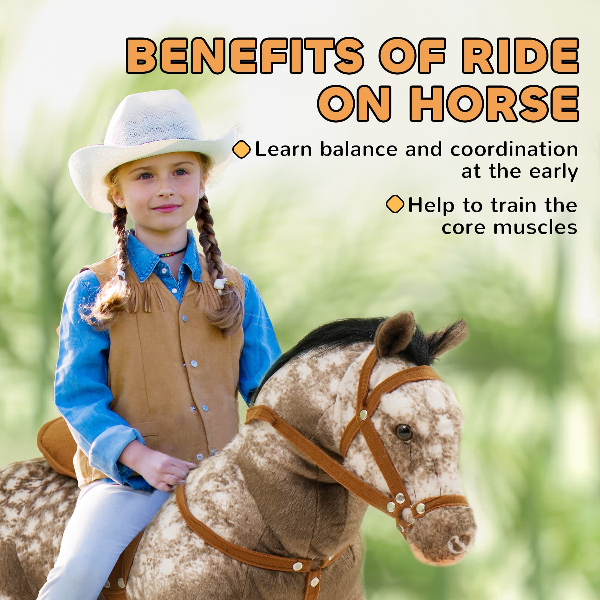 Kids Ride on Horse with Neighing Sound image 4