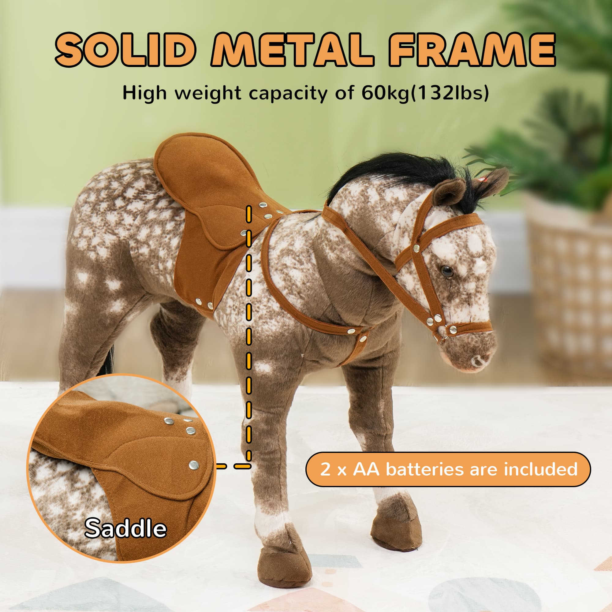 Kids Ride on Horse with Neighing Sound image 6