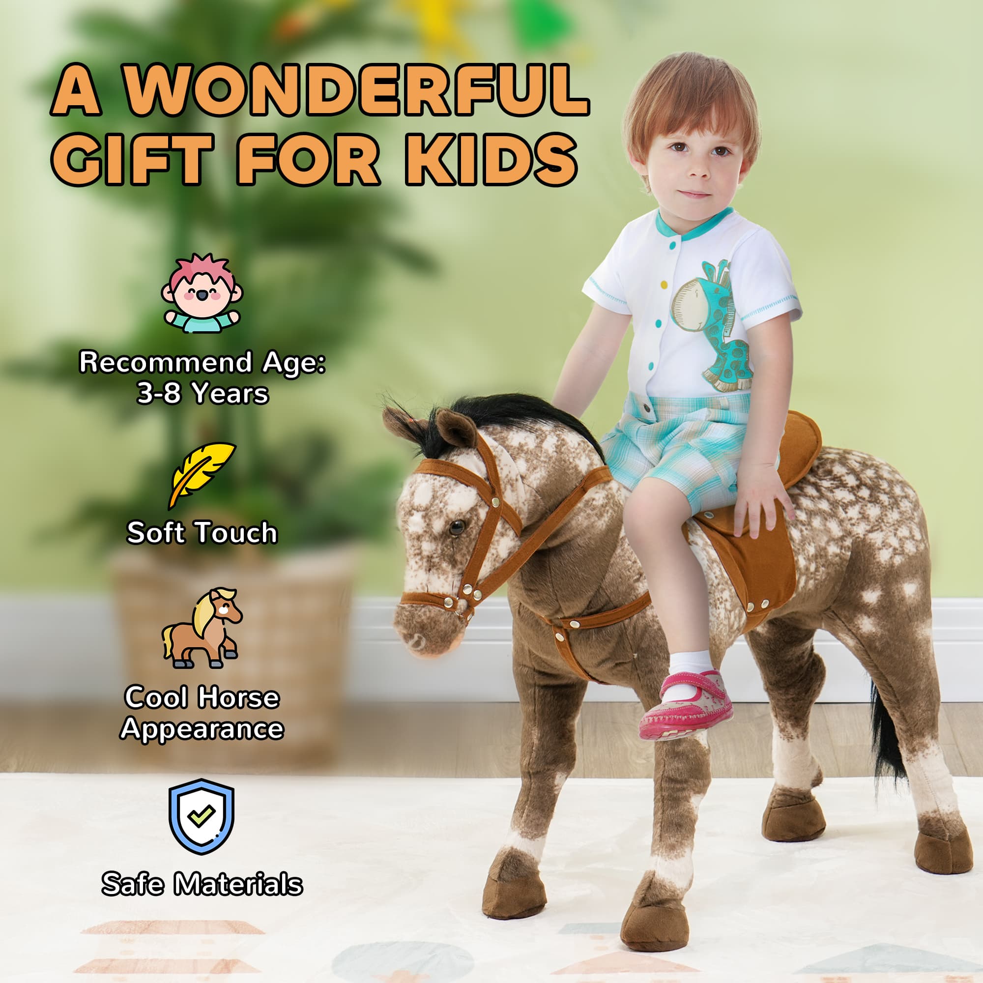 Kids Ride on Horse with Neighing Sound image 7