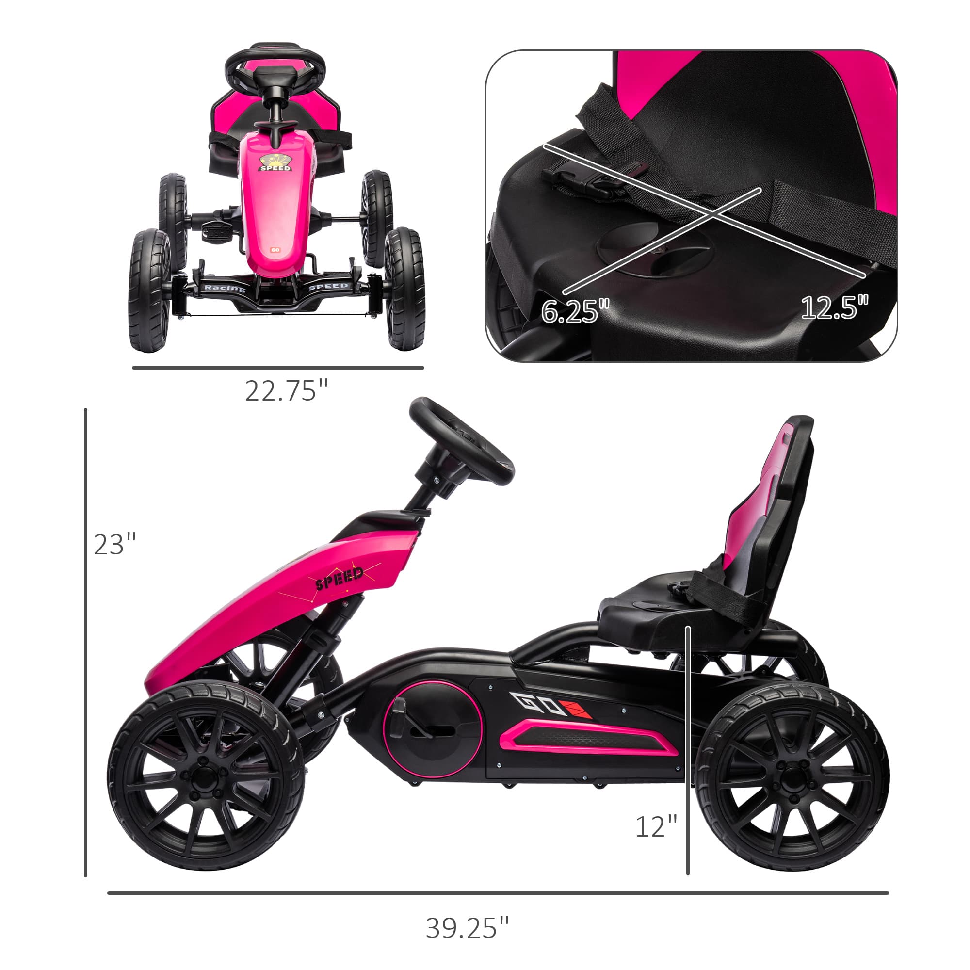 Kids Pedal Go Kart w/ Swing Axle image 3