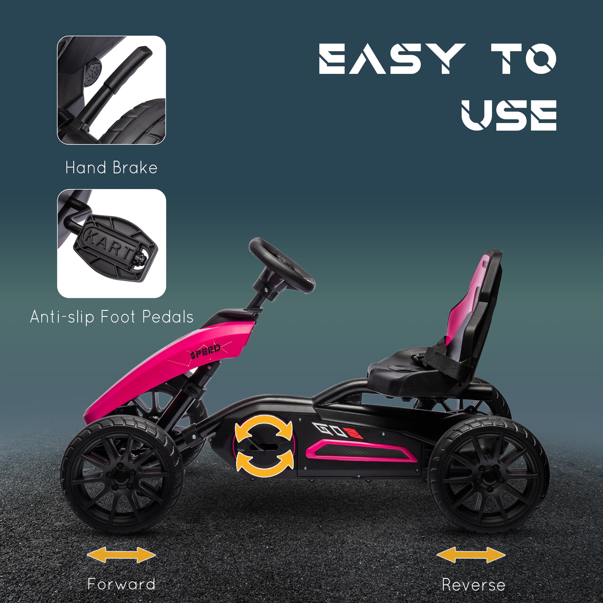 Kids Pedal Go Kart w/ Swing Axle image 5