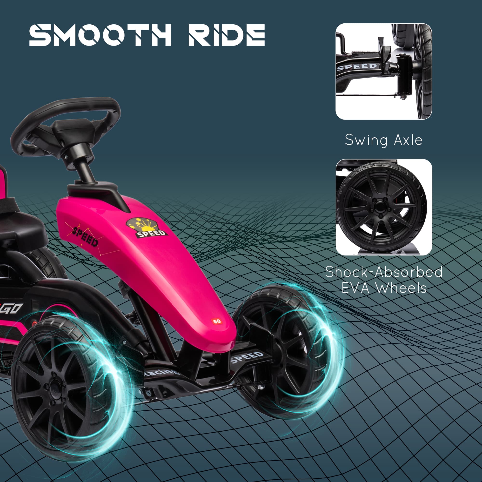 Kids Pedal Go Kart w/ Swing Axle image 6