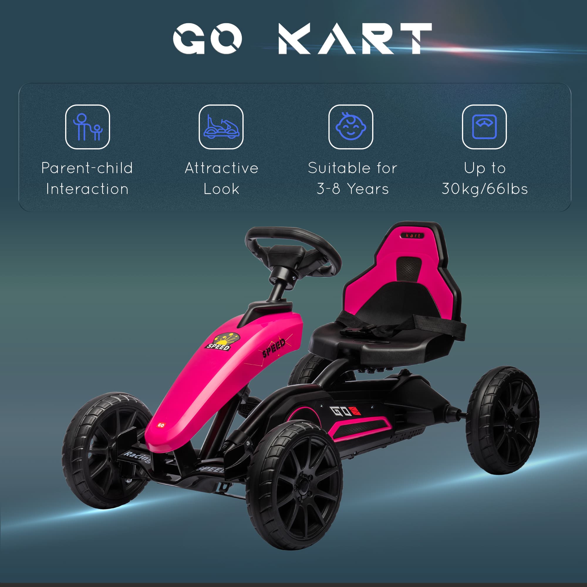 Kids Pedal Go Kart w/ Swing Axle image 8