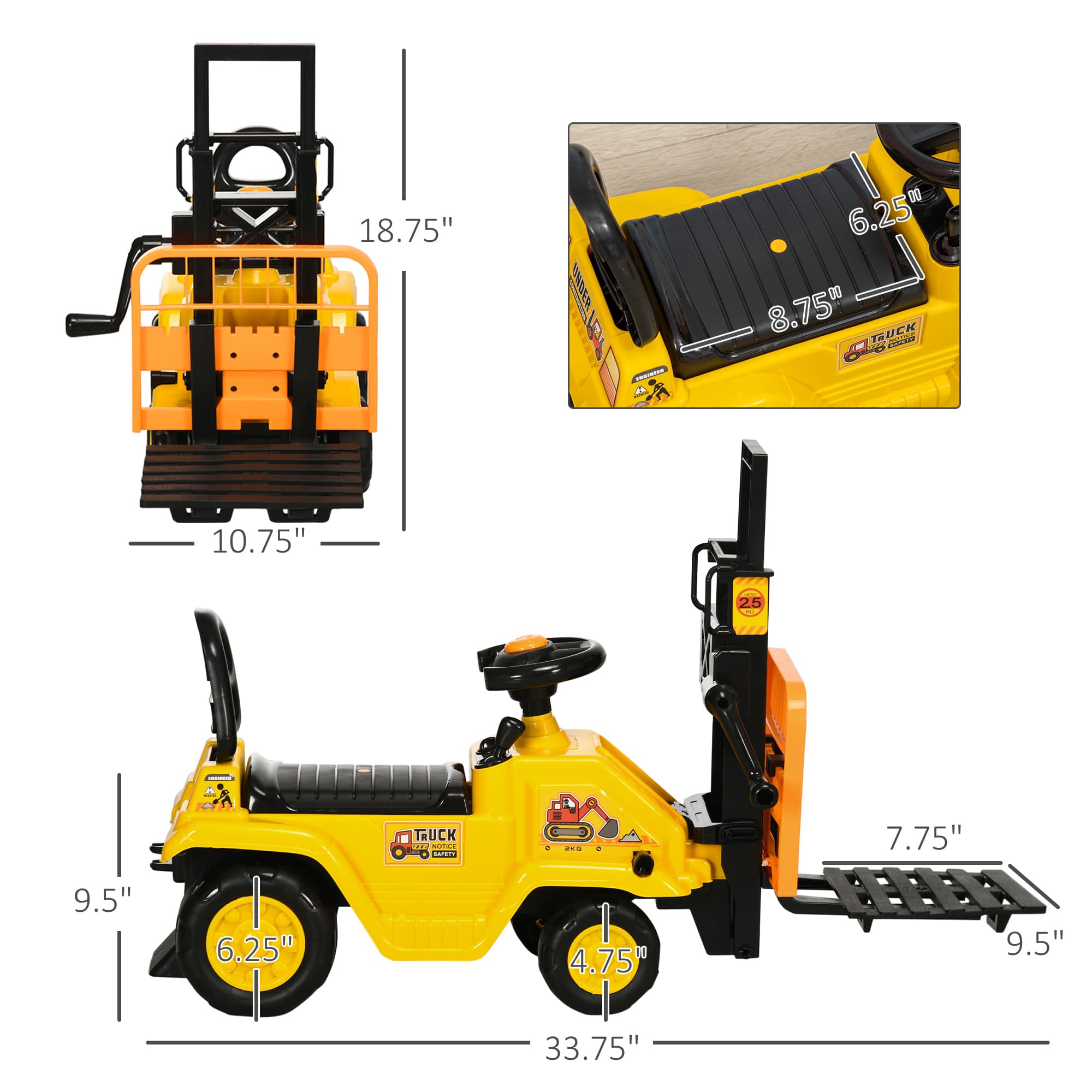 Sit and Scoot Ride-on Toy with Forklift image 3