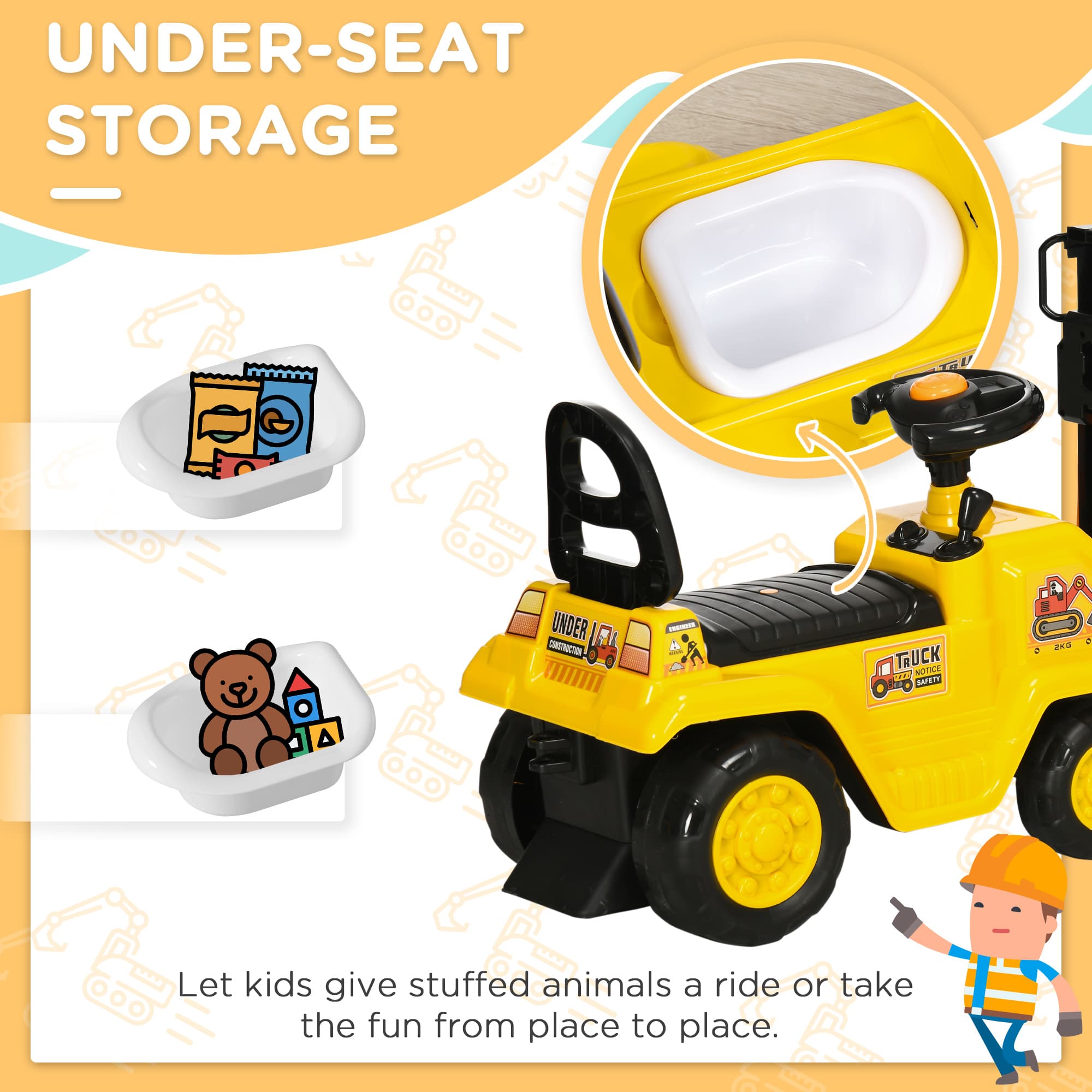 Sit and Scoot Ride-on Toy with Forklift image 5
