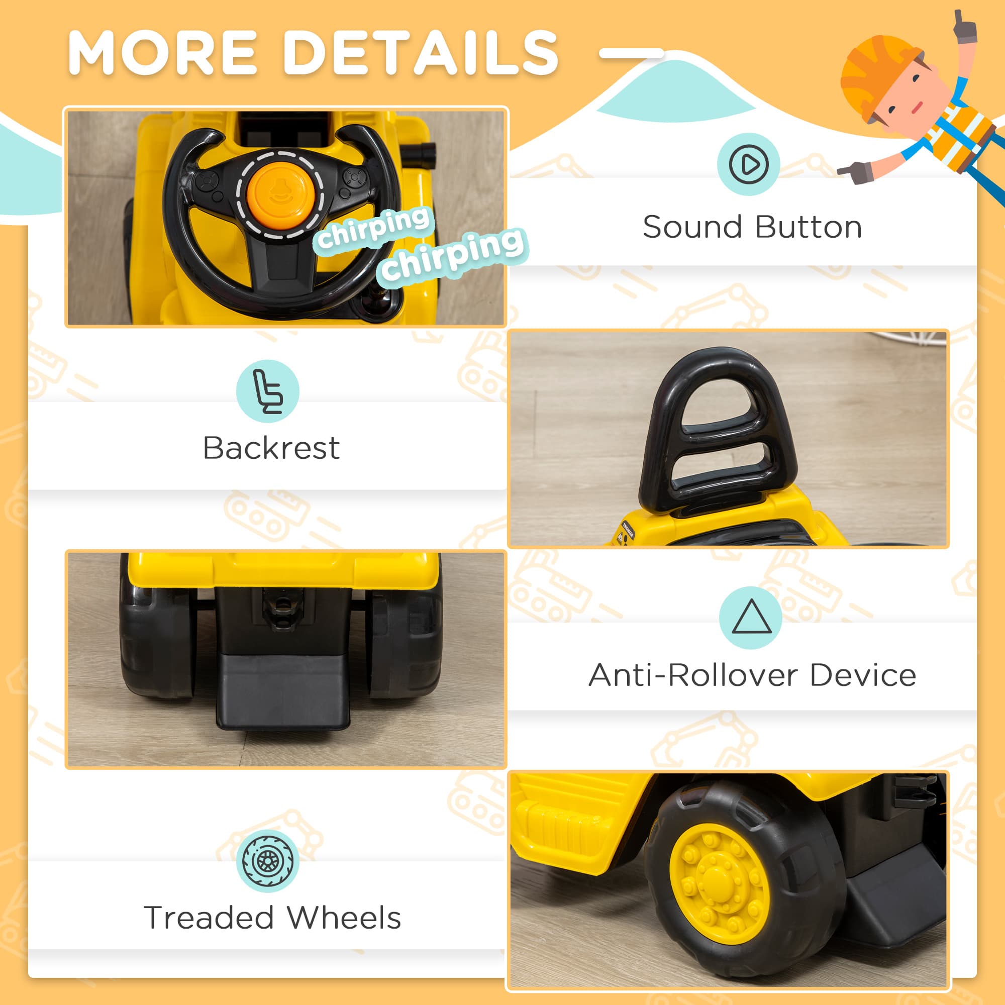 Sit and Scoot Ride-on Toy with Forklift image 6