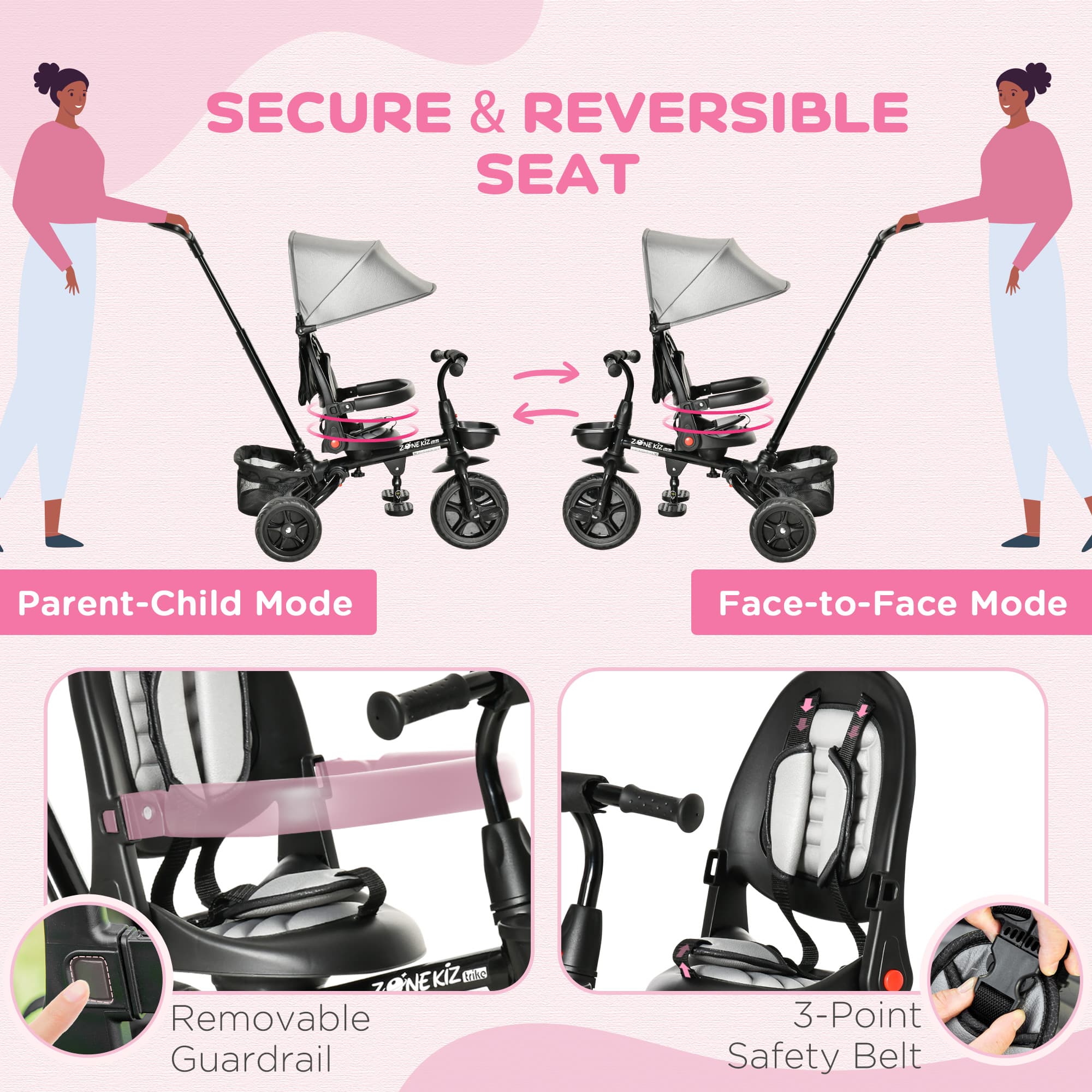 Kids Tricycle, 4 in 1 Foldable Trike image 5