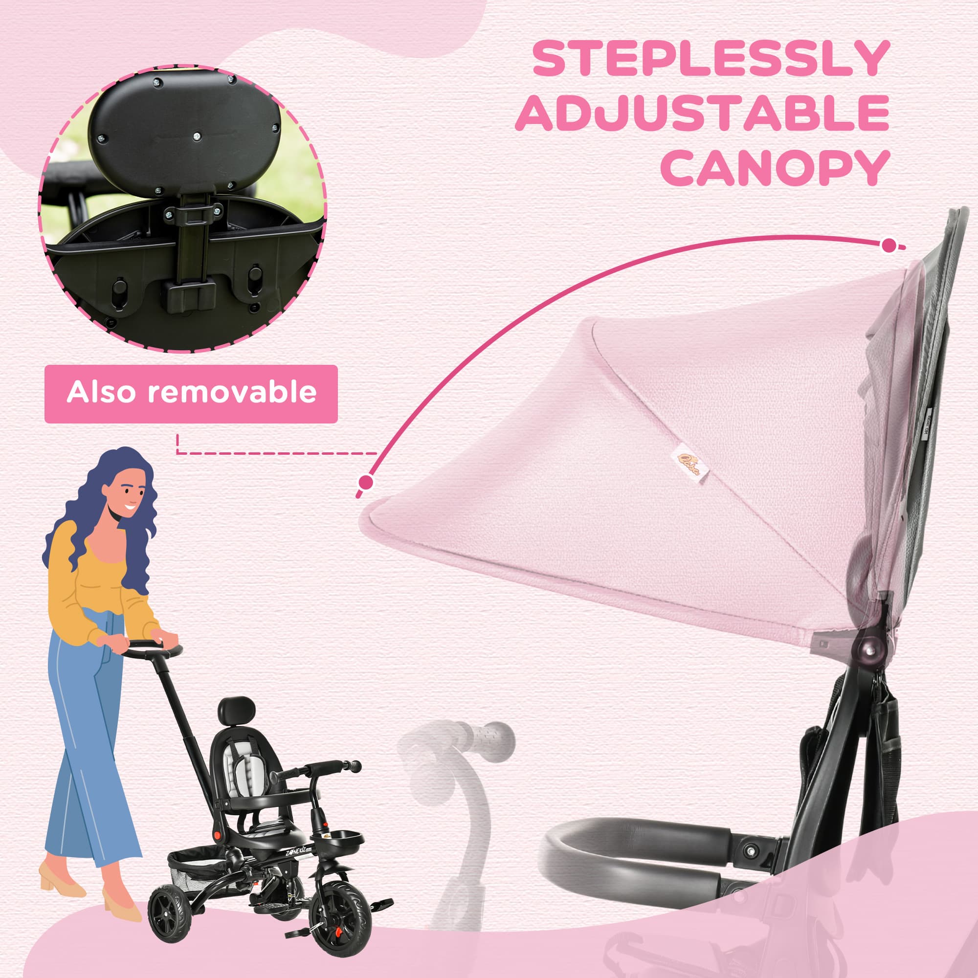 Kids Tricycle, 4 in 1 Foldable Trike image 7