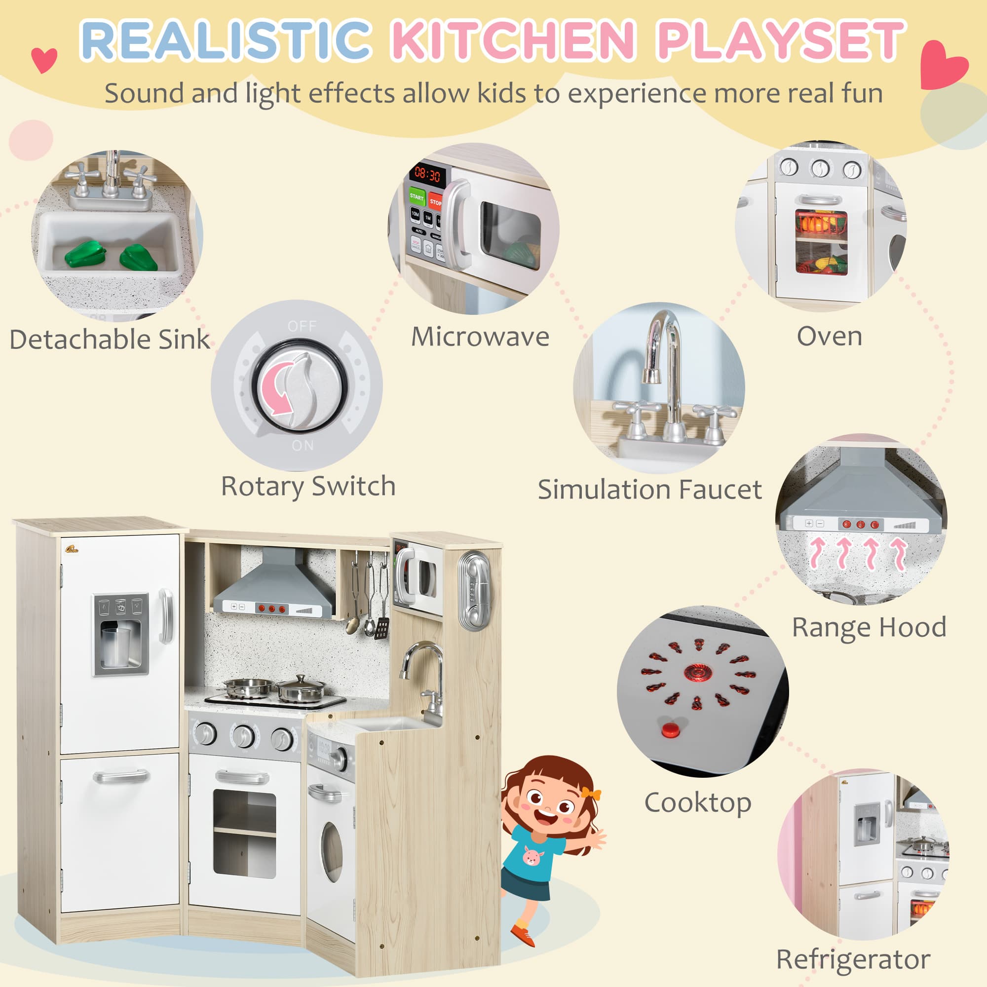 Ultra-Big Corner Kids Kitchen Playset with Sound image 4