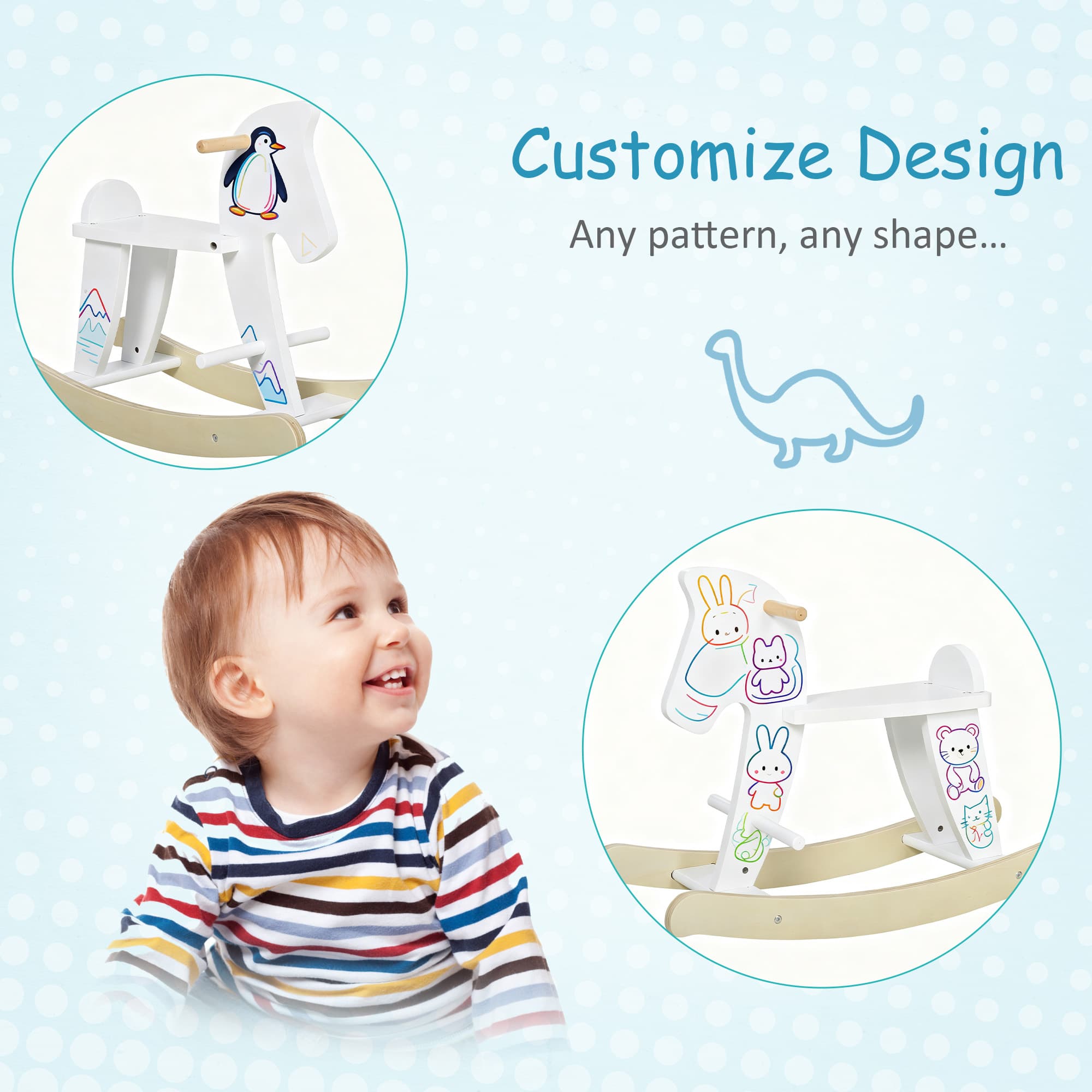 Wooden Rocking Horse Toddler Baby Ride-on Toys image 4