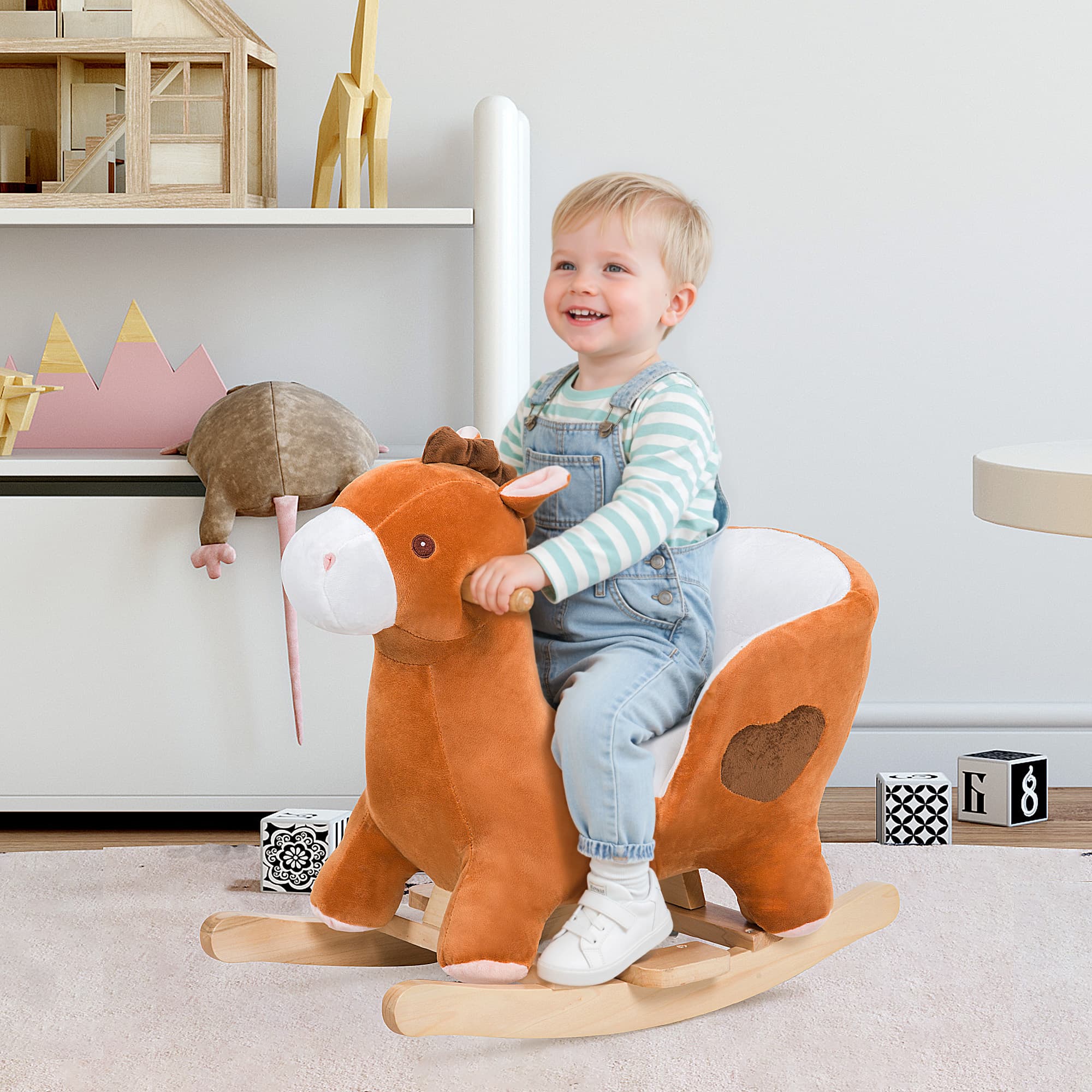 Kids Ride On Rocking Horse, Plush Animal image 2